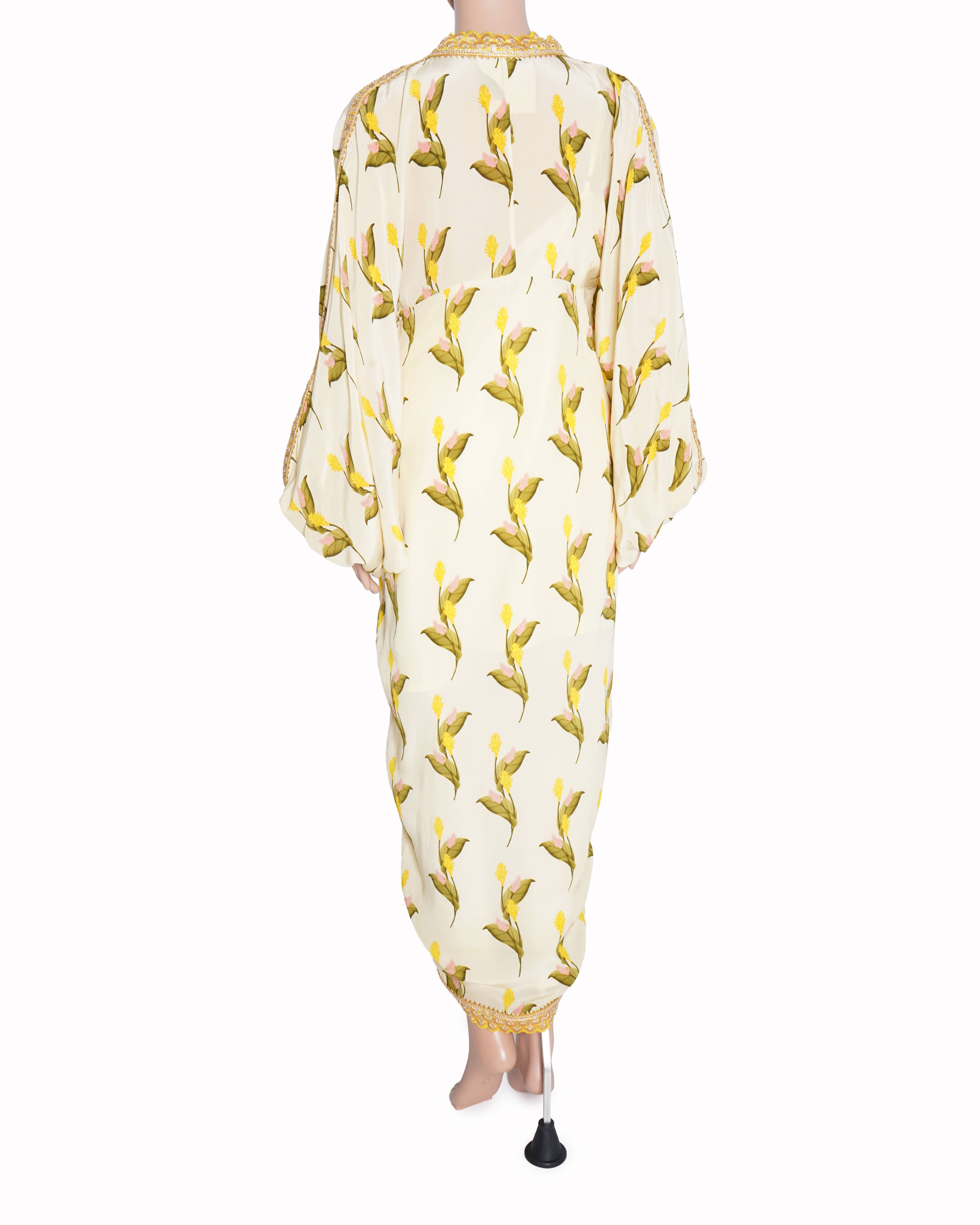 Masaba yellow floral crepe maxi dress with camisole
