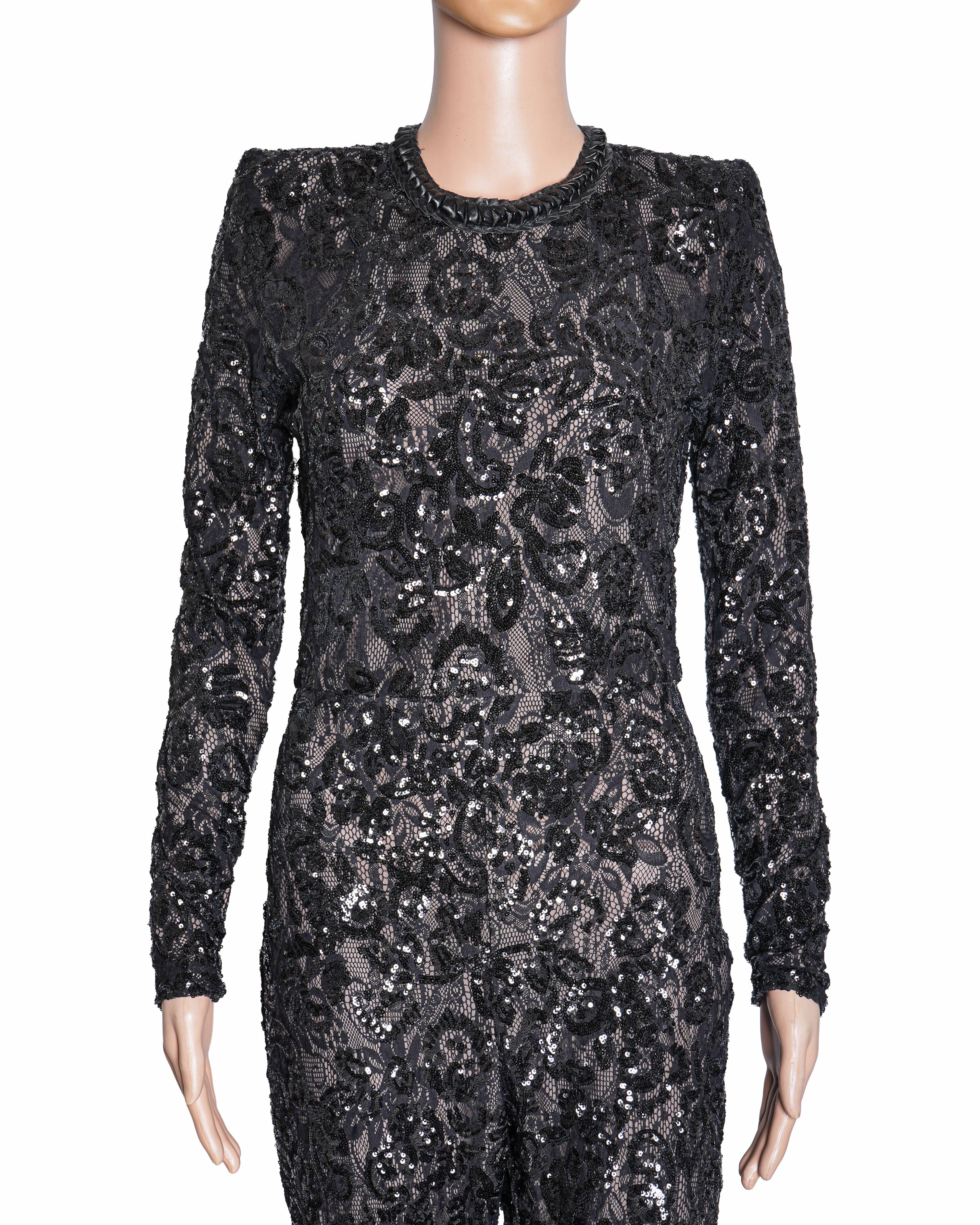 Nadine Merabi Black Sequin Jumpsuit