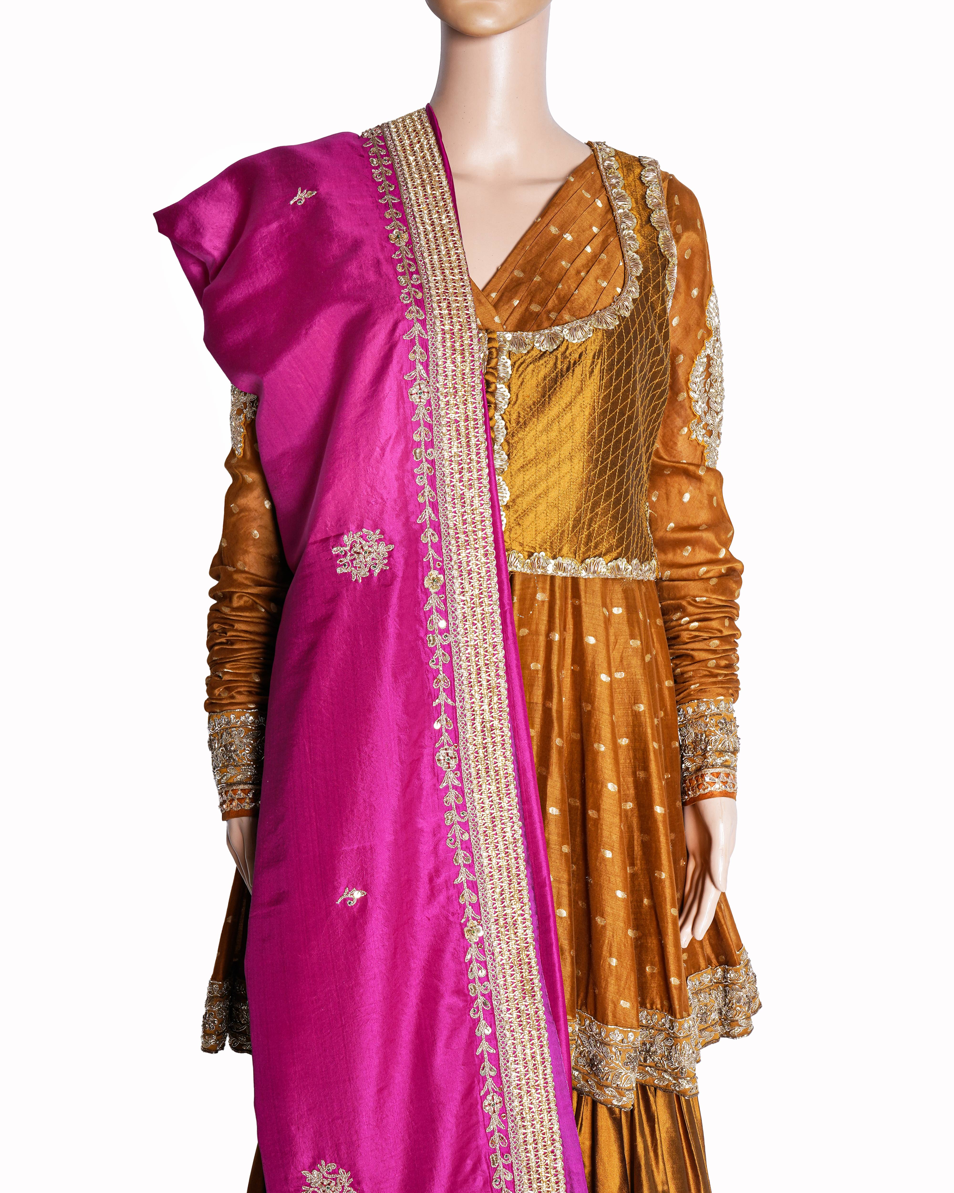 Manish Malhotra Mustard Silk Garara Set of 4