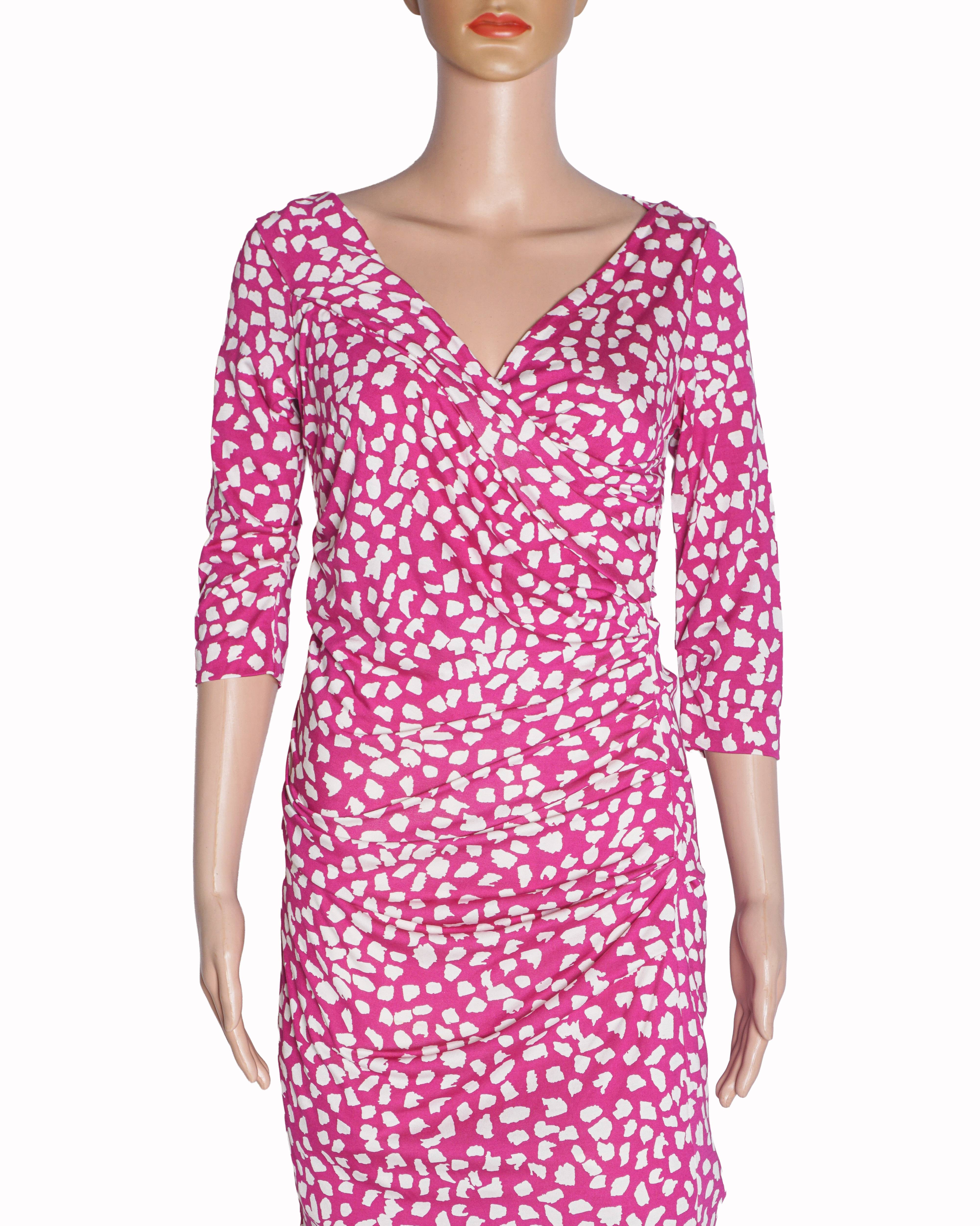 Diane von Furstenberg Pink Printed Ruched Dress