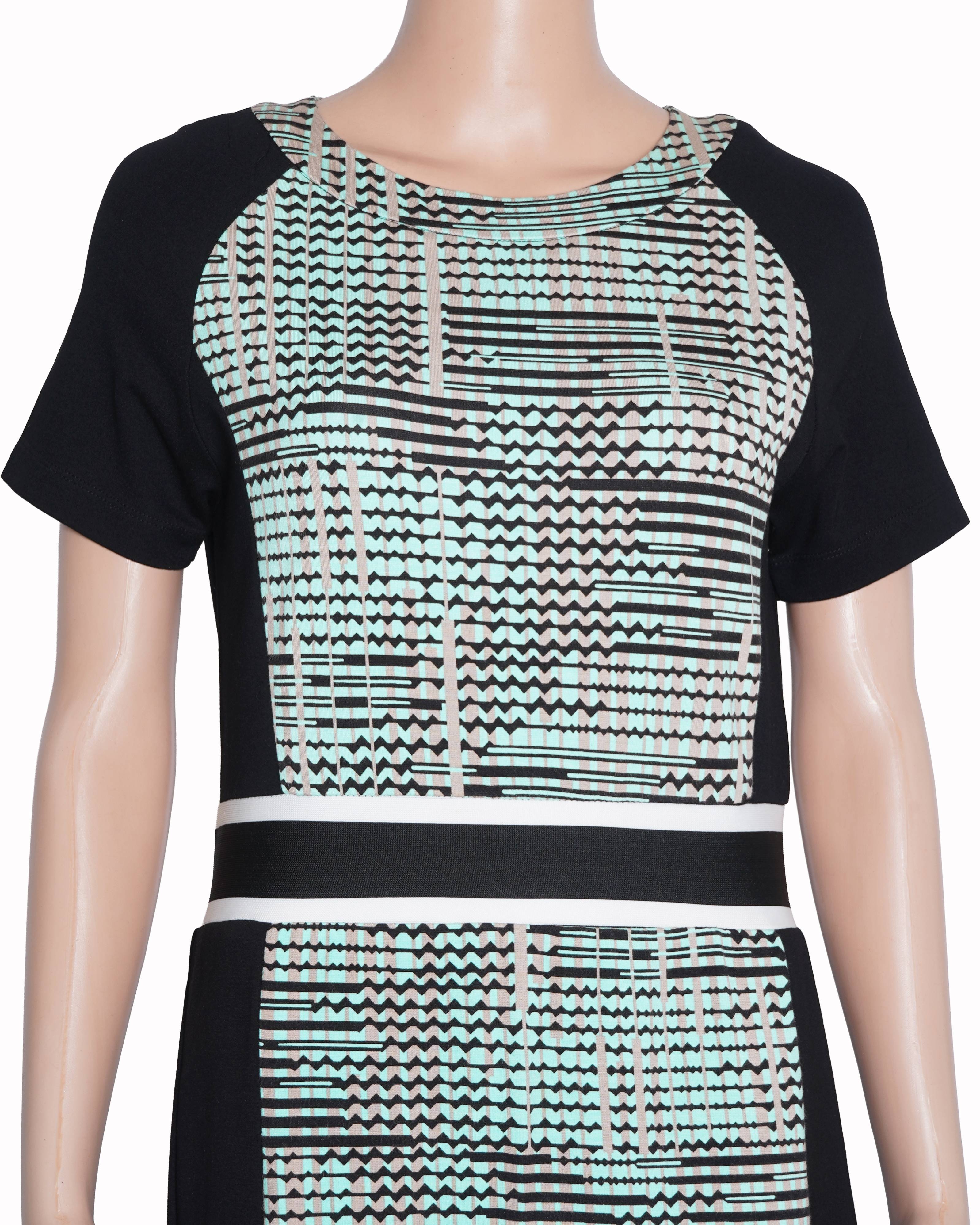 BCBG Max Azria black & Mint Green printed dress