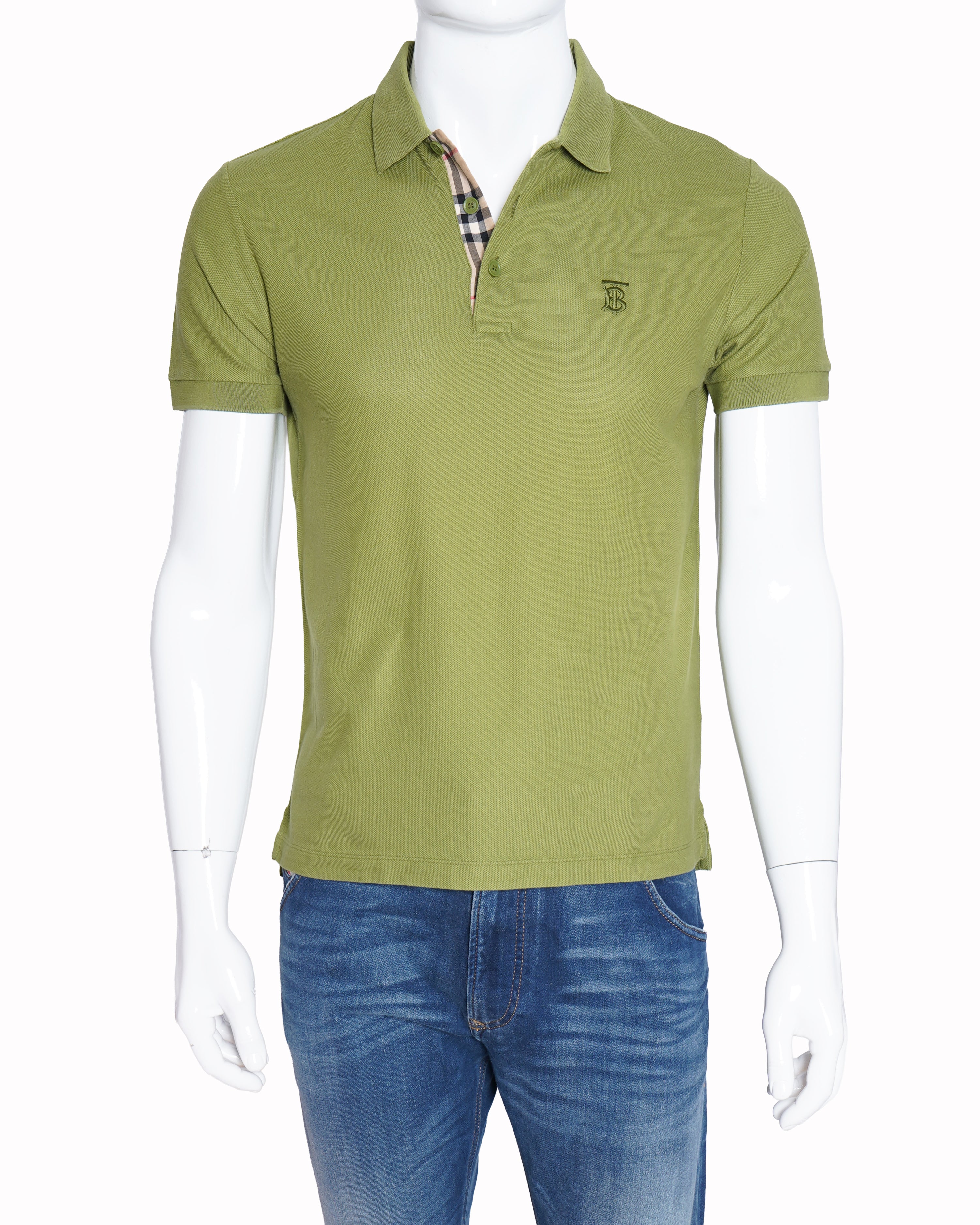 Burberry men's olive green tb logo polo tshirt