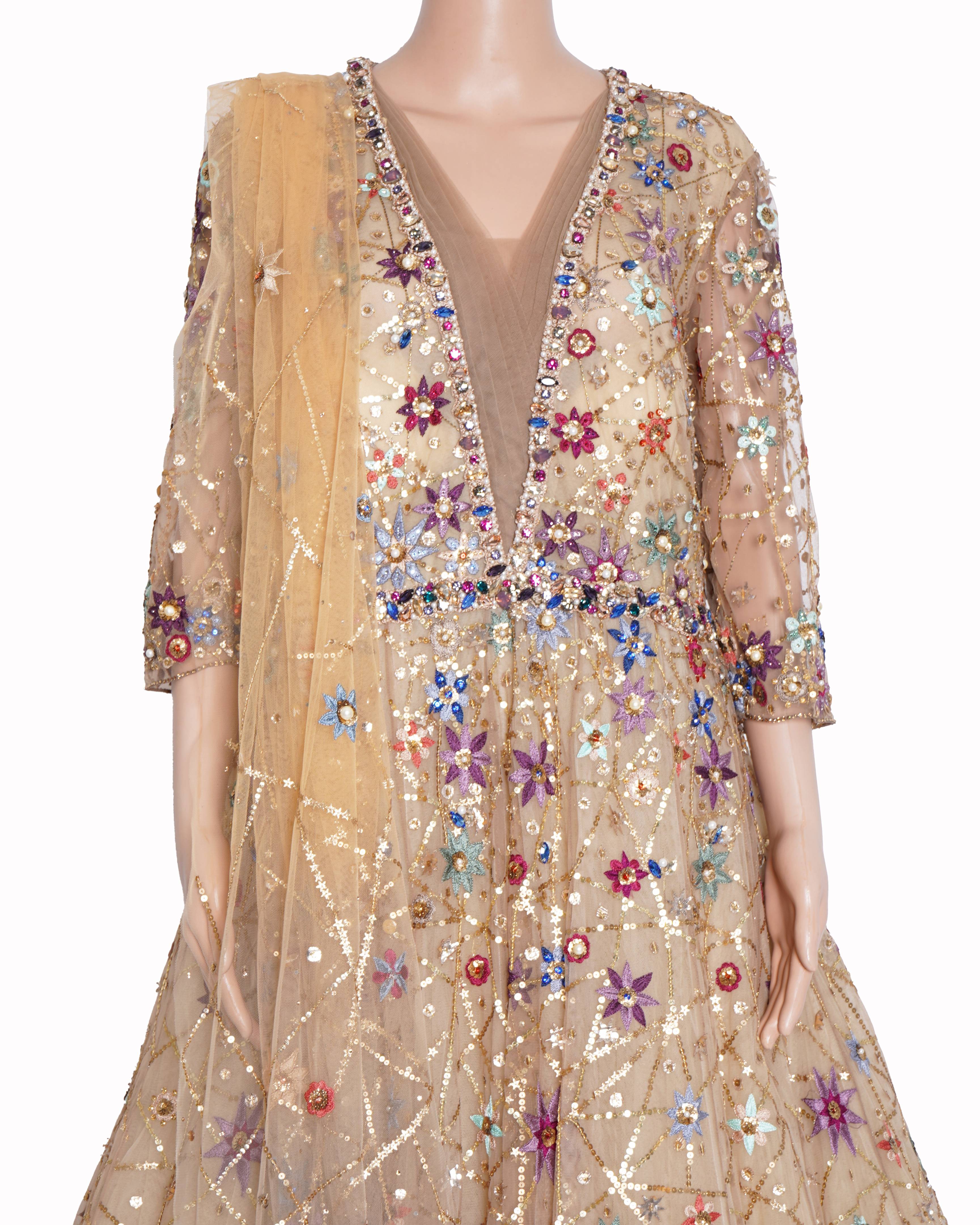 Tarun Tahiliani
Beige Embellished gown with duppata
