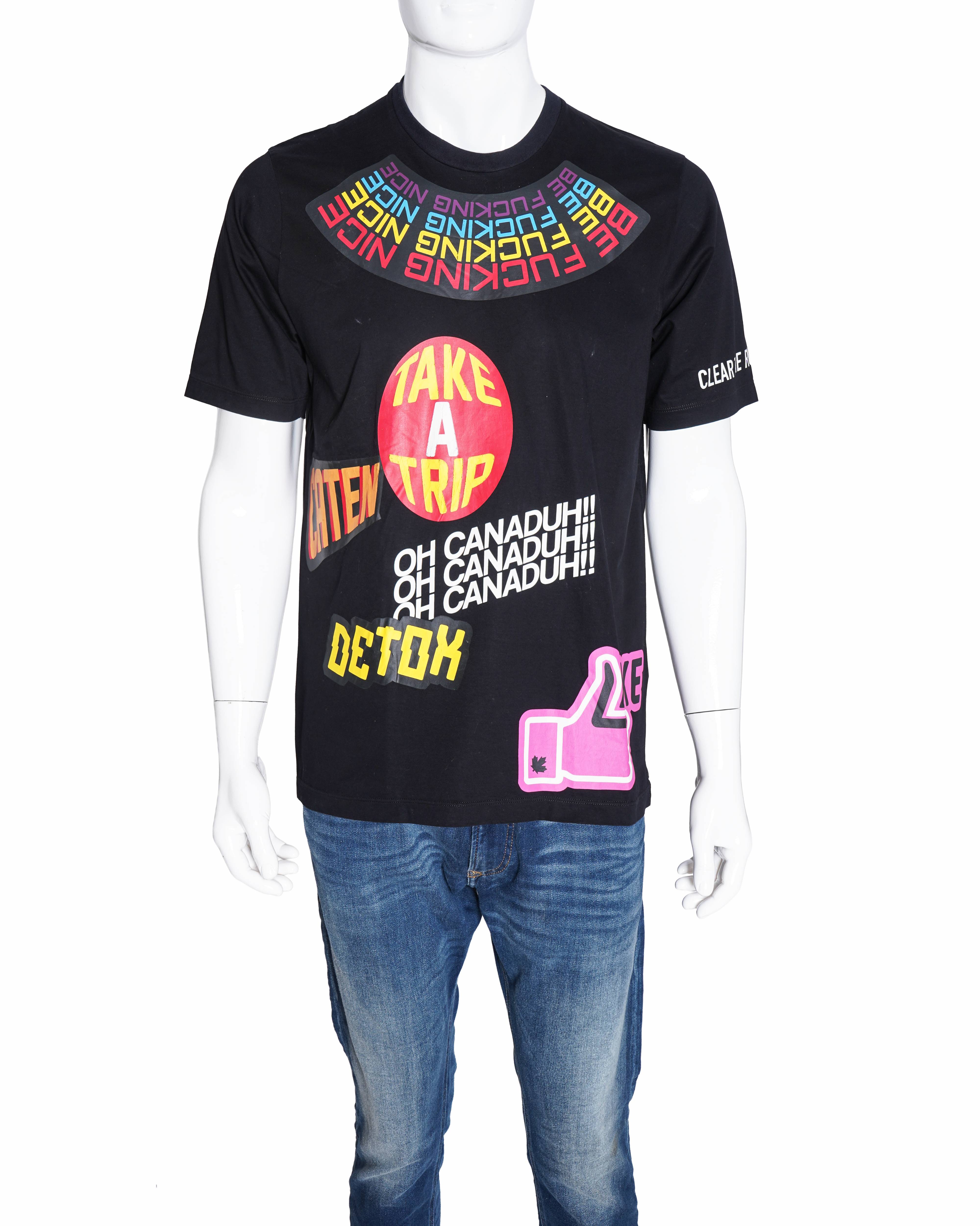 DSQUARED2 D2 T-Shirt Uomo Traveler Toppa Logo - Nero