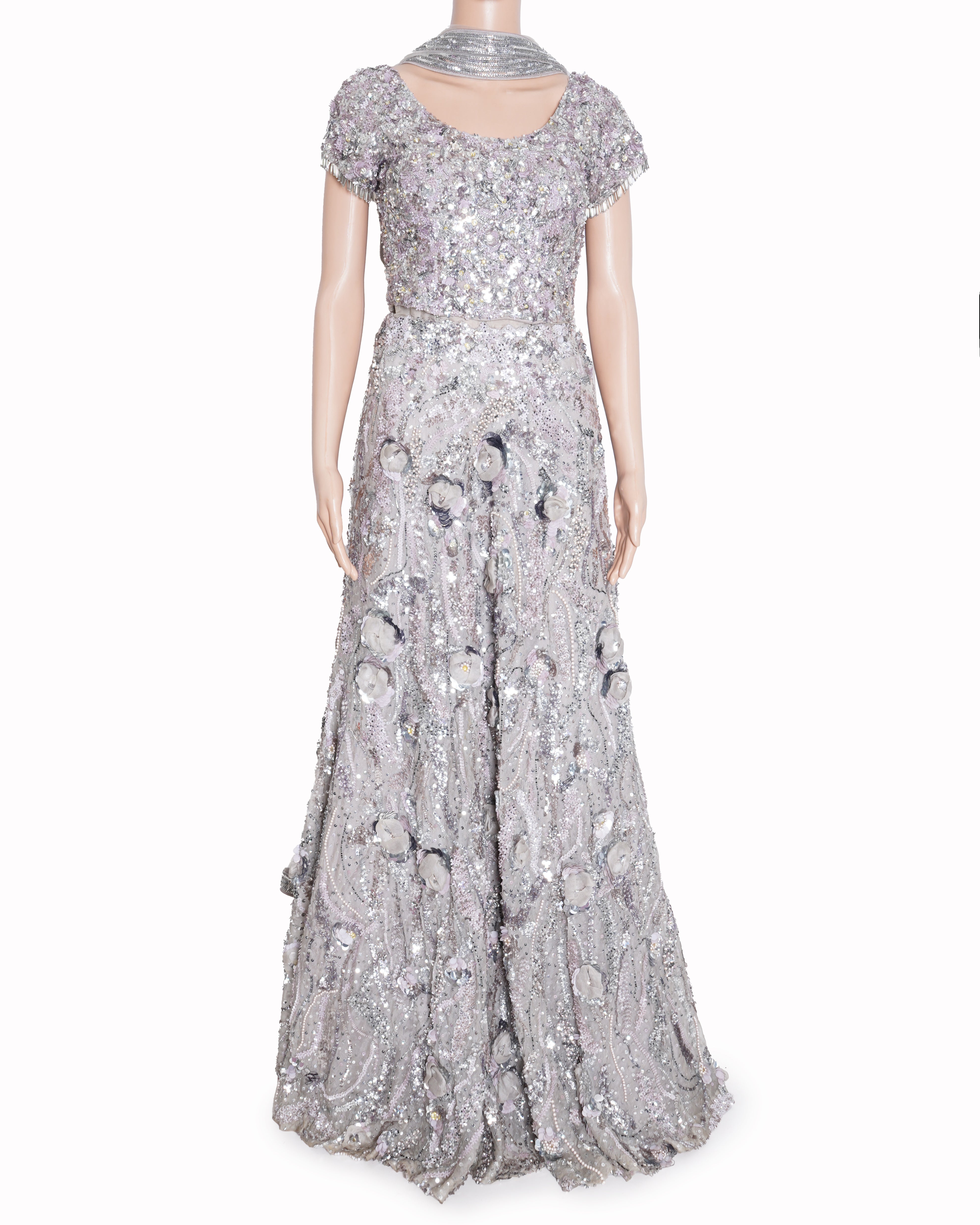 Nadine Dhody silver Lehenga set of 3