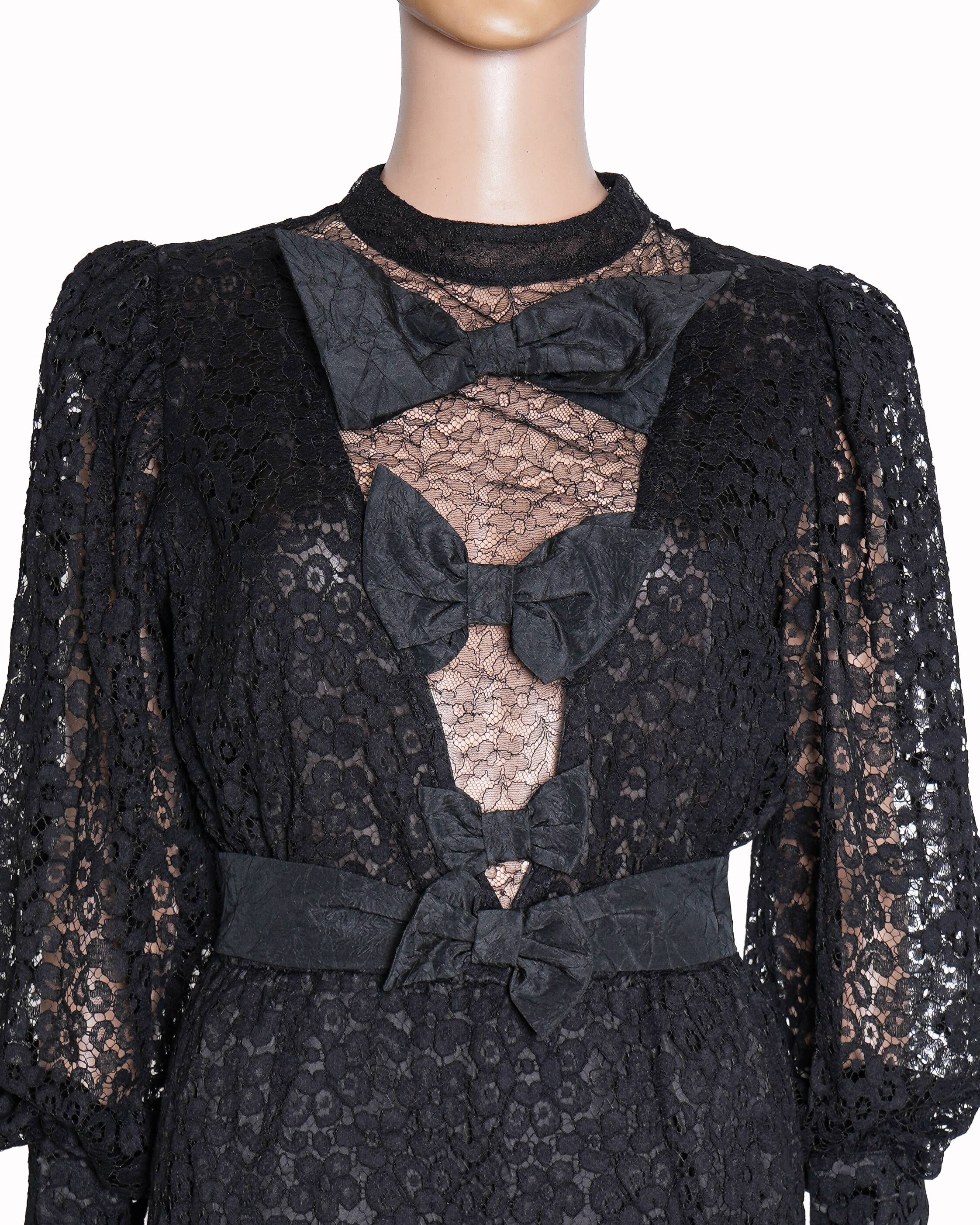 Alessandra Rich Lace Dress In Black