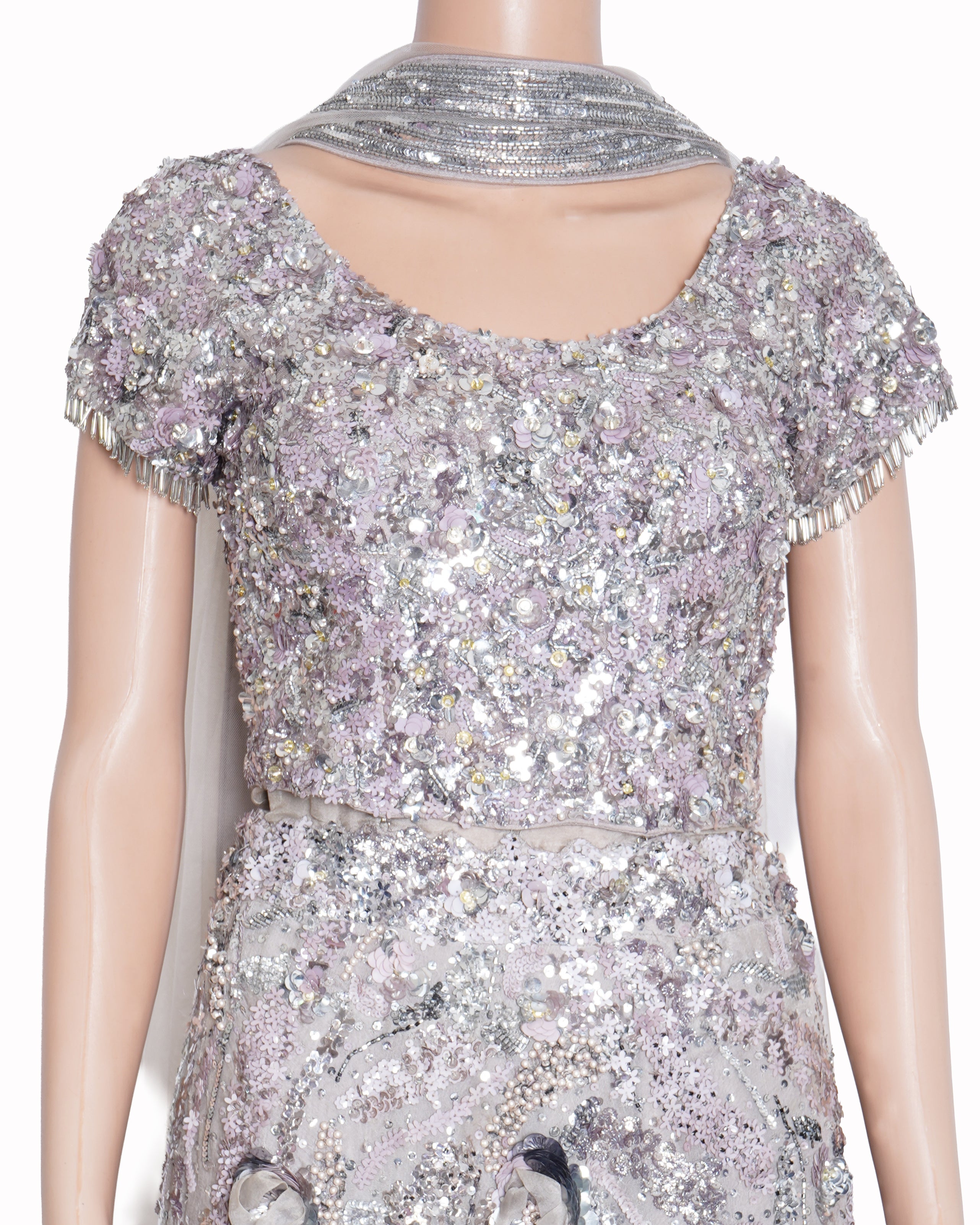 Nadine Dhody silver Lehenga set of 3