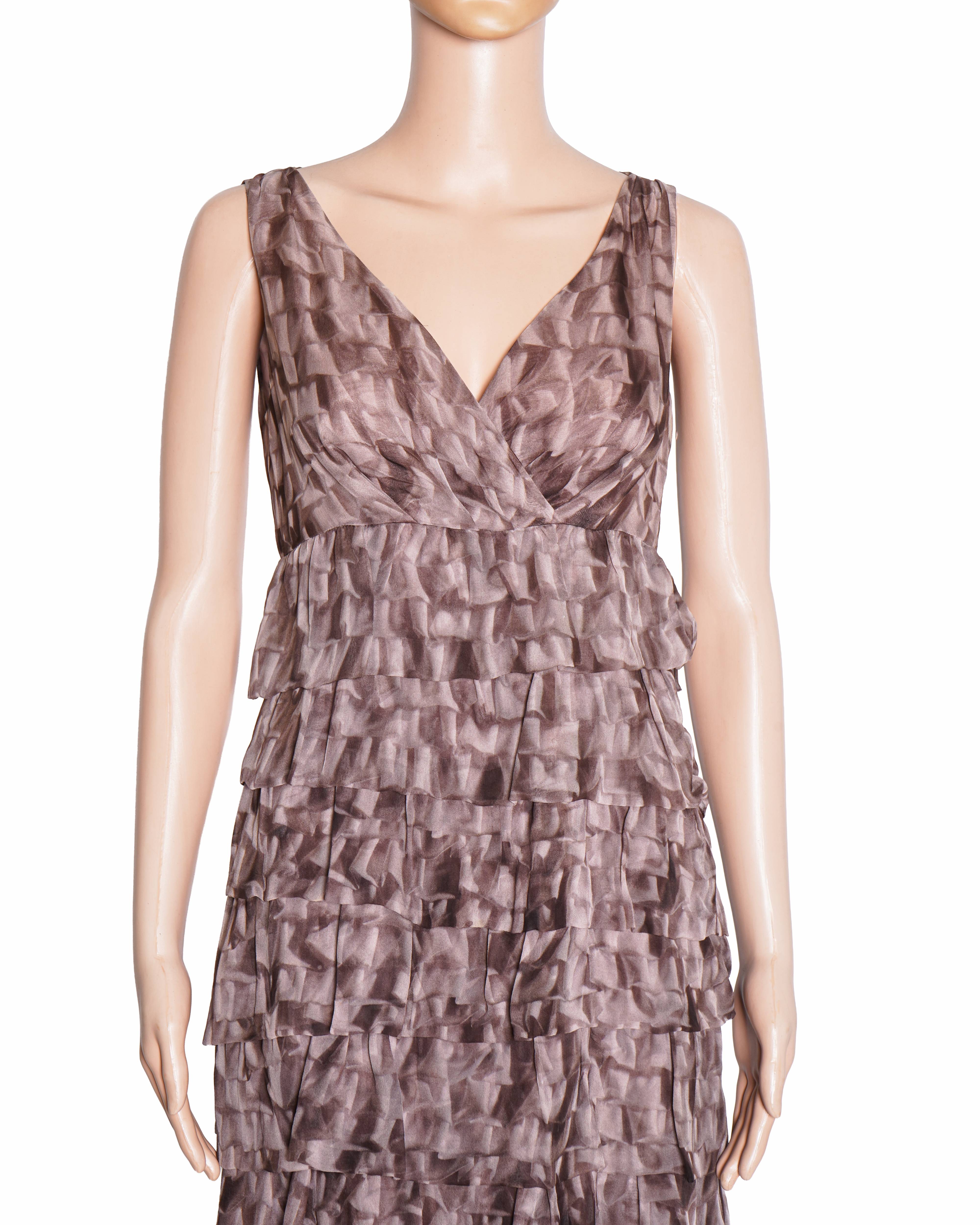 Moschino Brown Ruffle Mini Dress