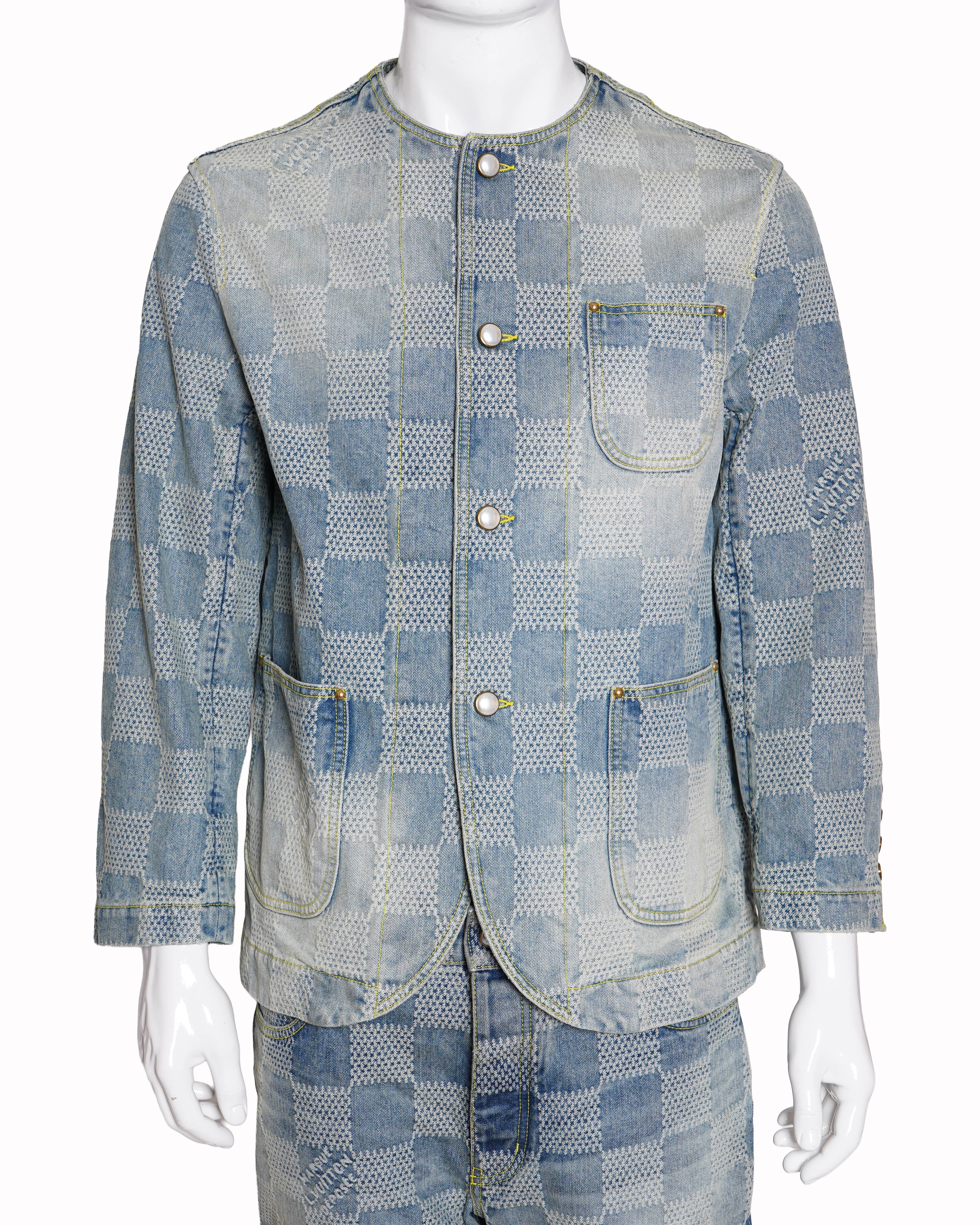 Louis vuitton classic damier denim jacket with pants