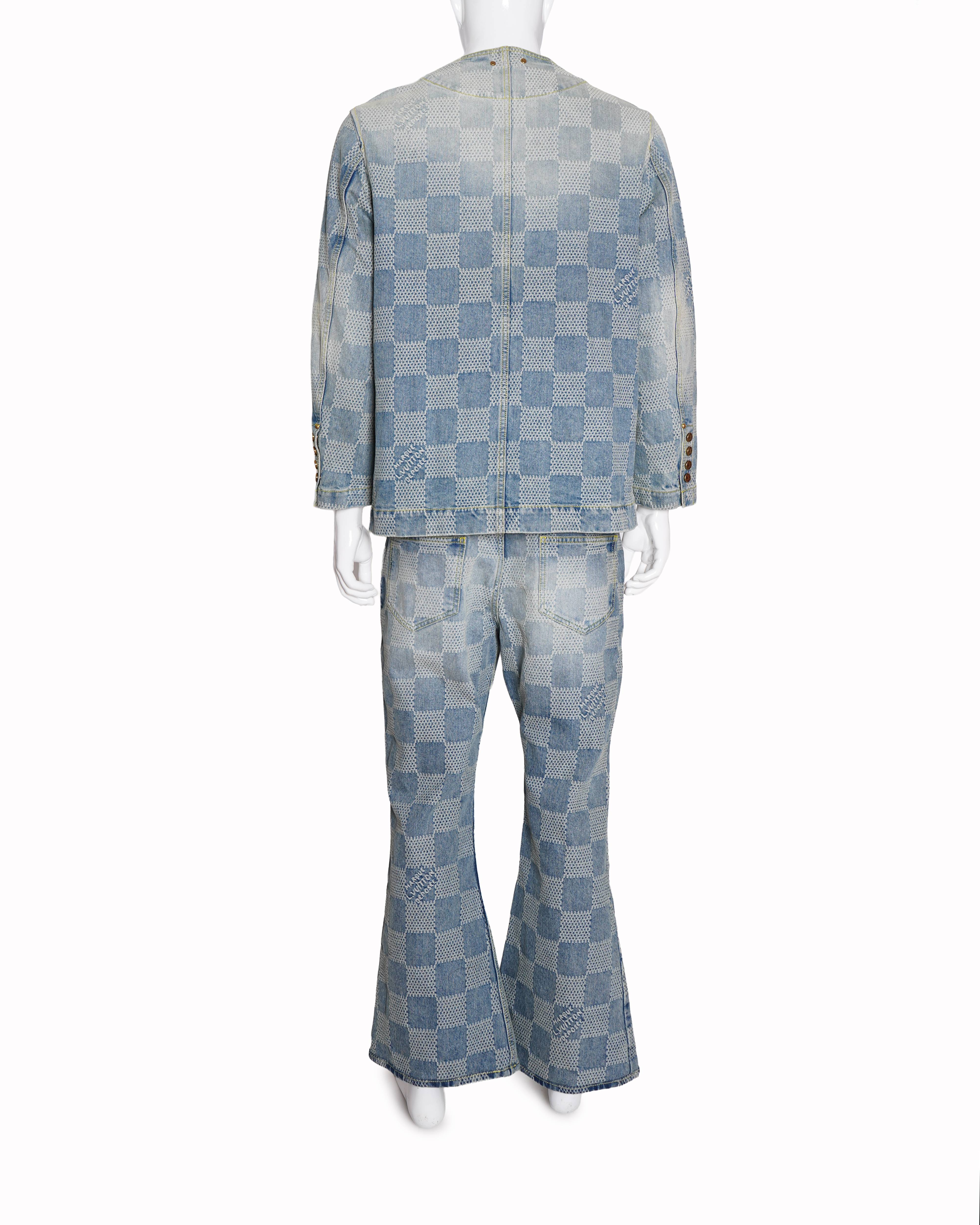 Louis vuitton classic damier denim jacket with pants
