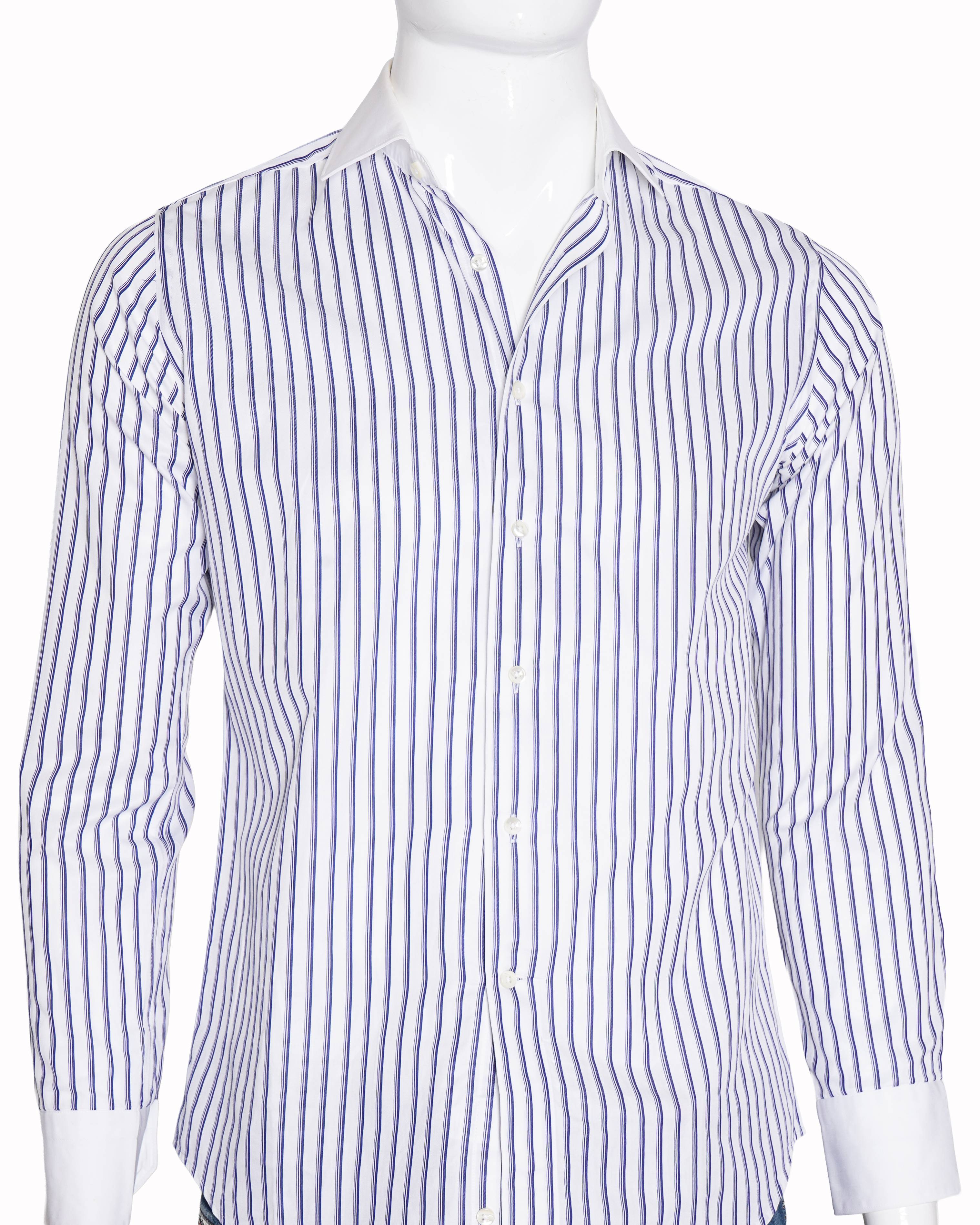 Canali Men's Full Sleeve Button Down Shirt In Blue Stripe