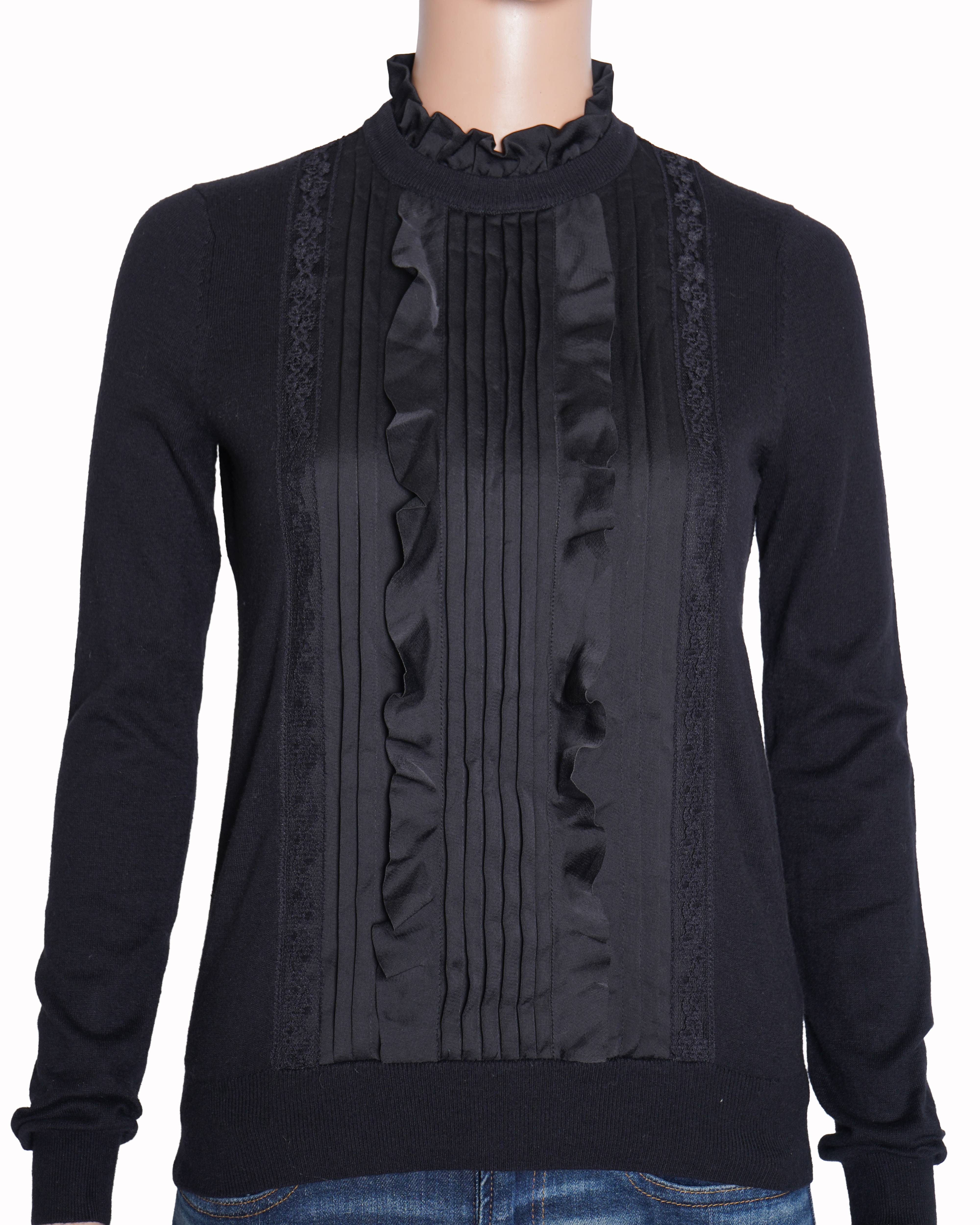 Ted Baker Pleated Black FUll SLeeve Top