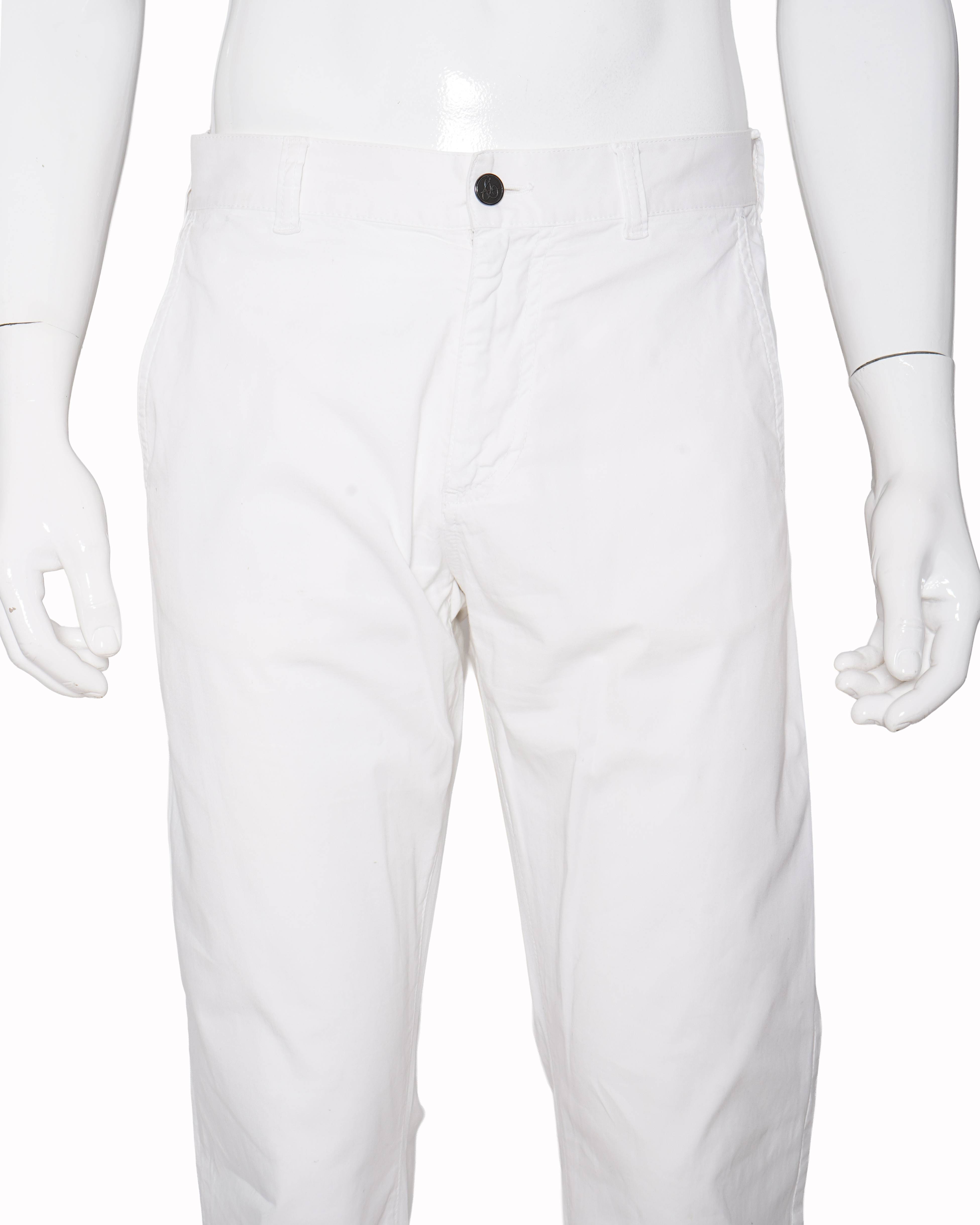 Canalli Men's White Straight Fit Pants