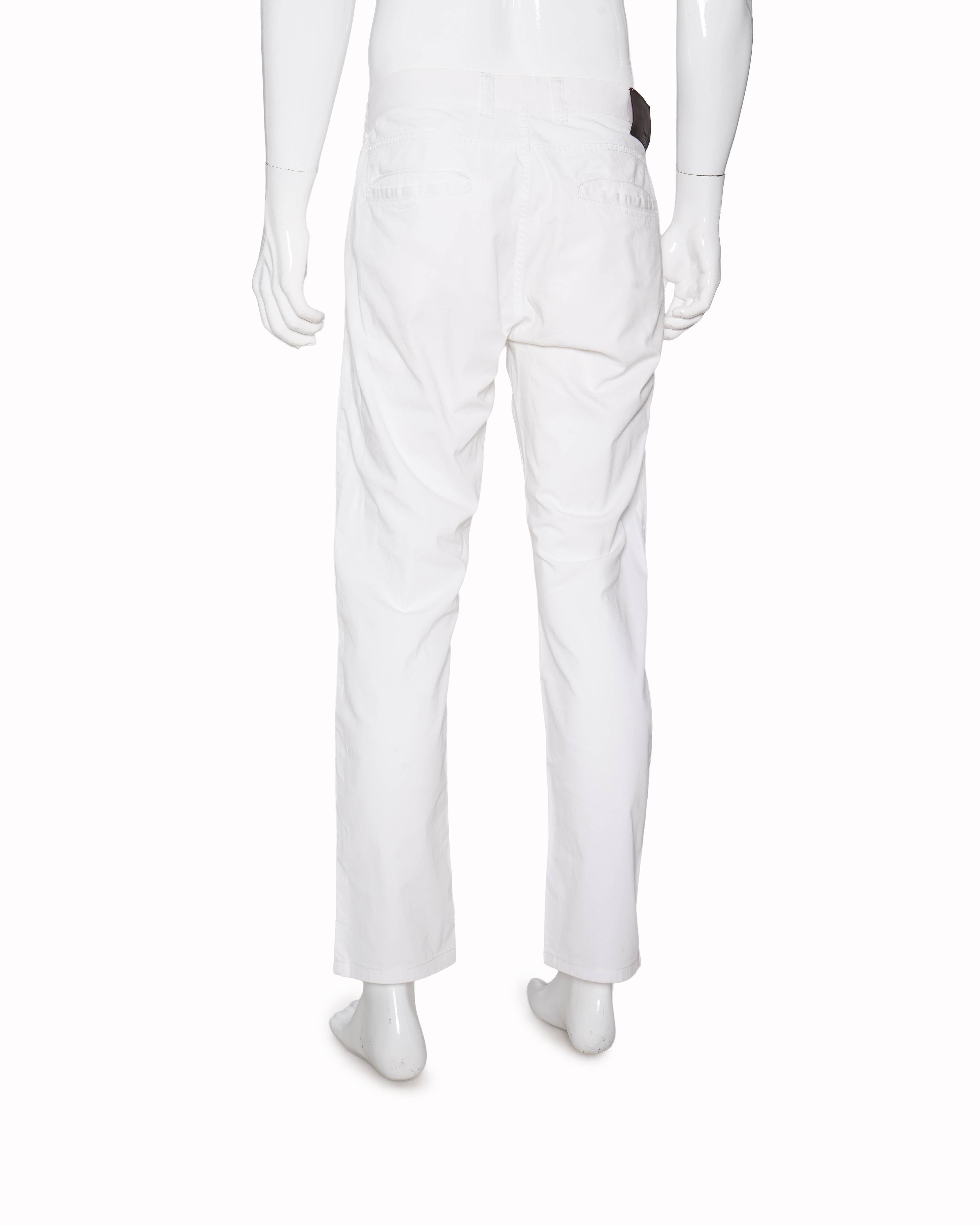 Canalli Men's White Straight Fit Pants