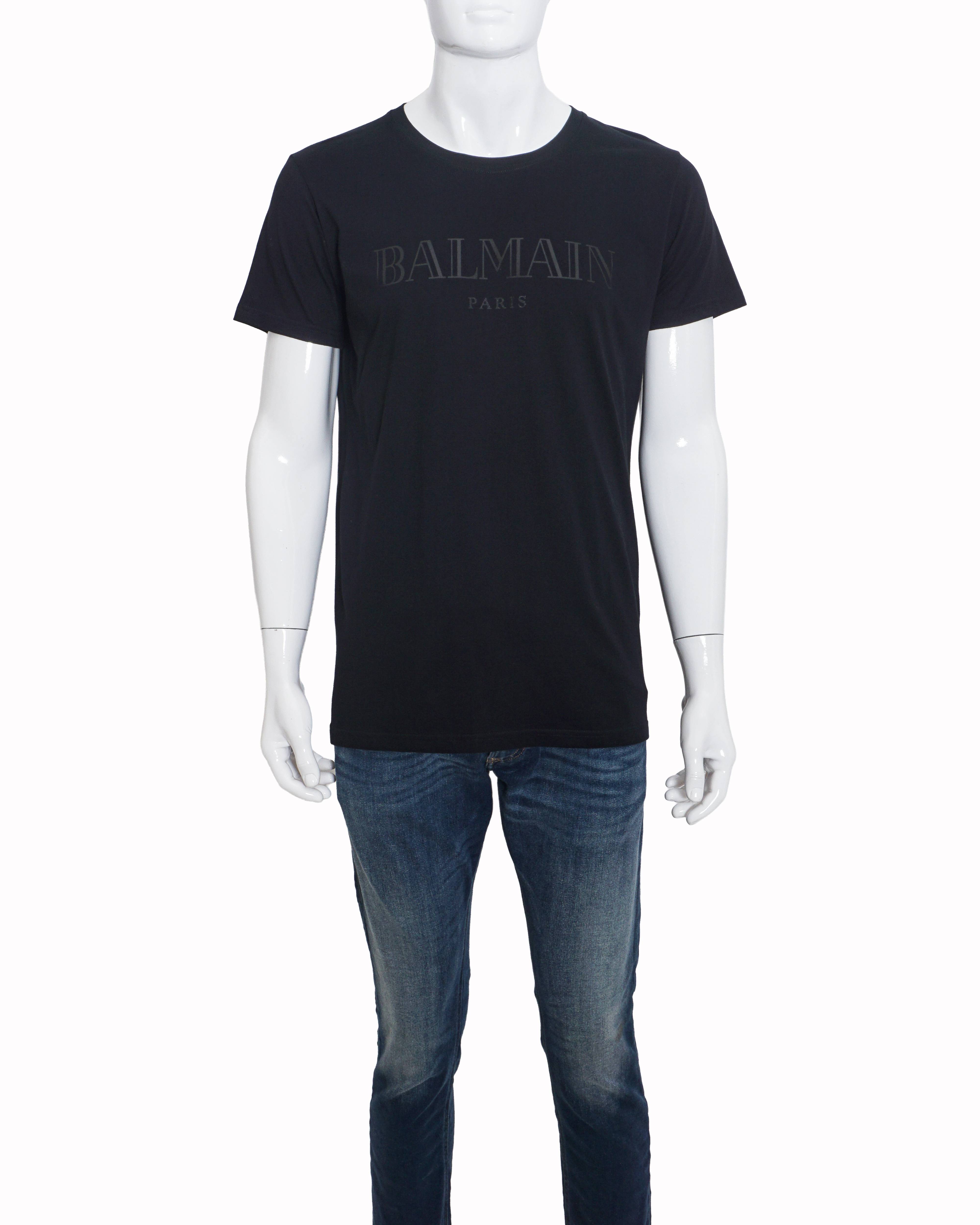 Balmain Black Tonal Logo Men's T-Shirt
