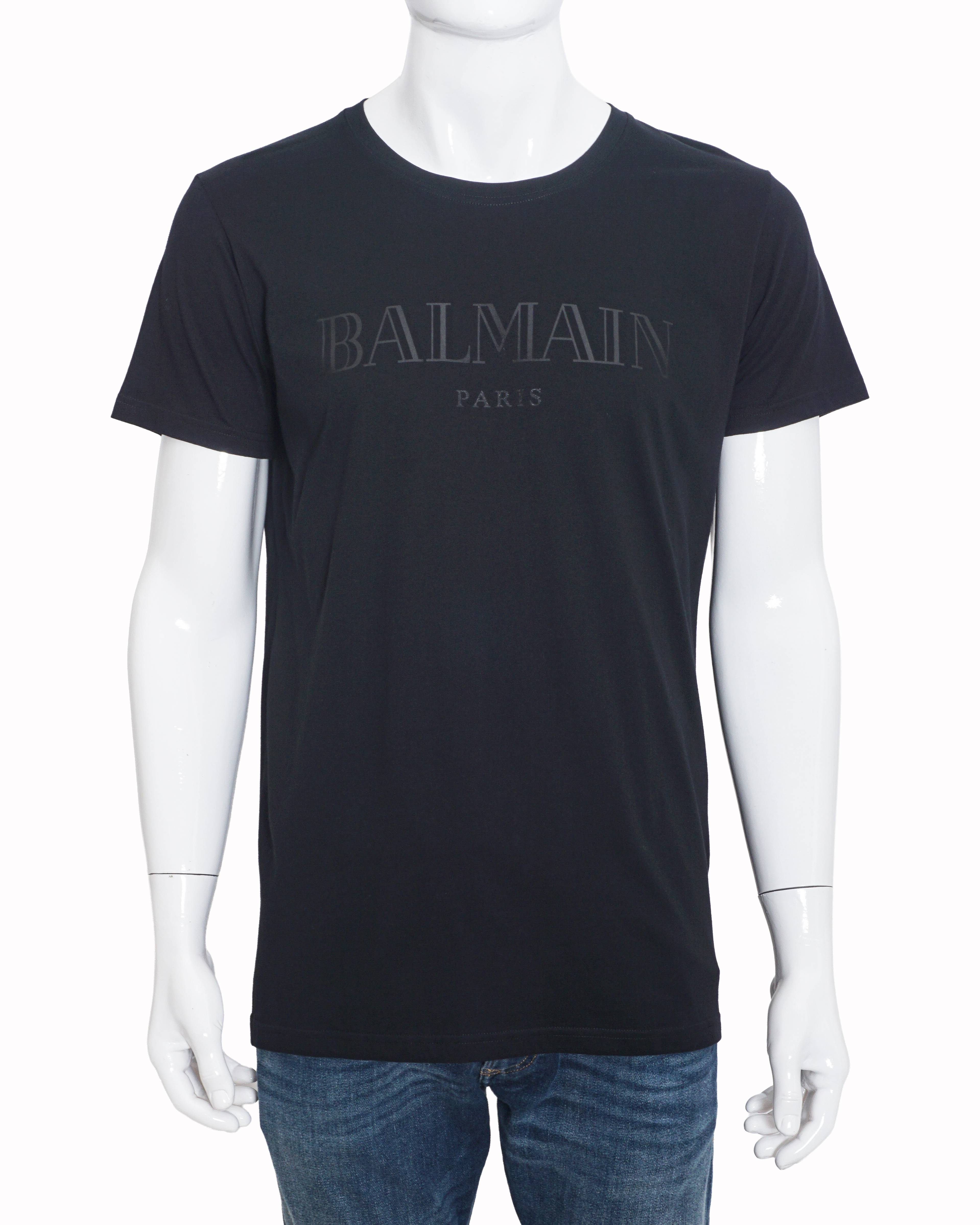 Balmain Black Tonal Logo Men's T-Shirt