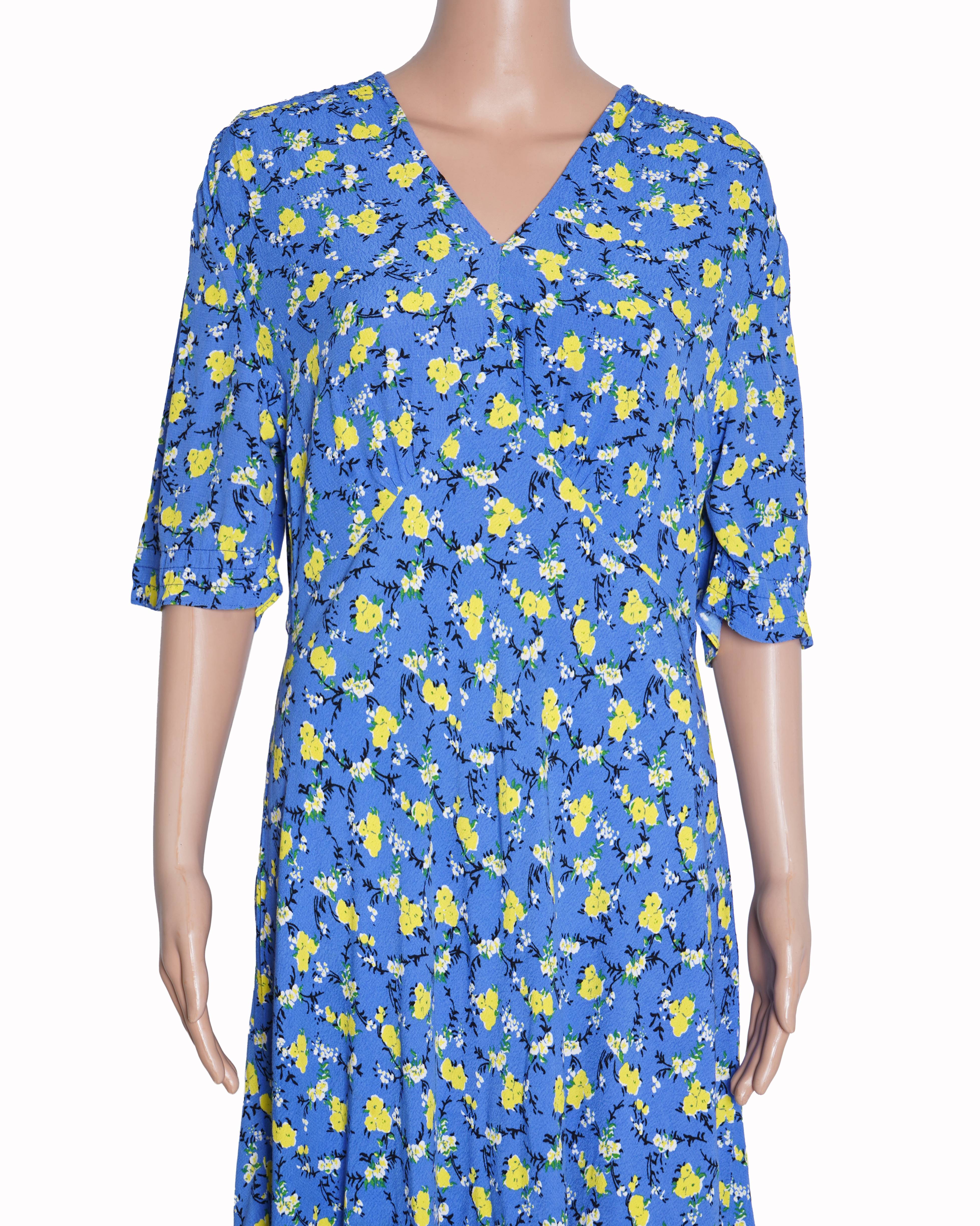Diane Von Furstenberg Floral Printed Dress In Blue