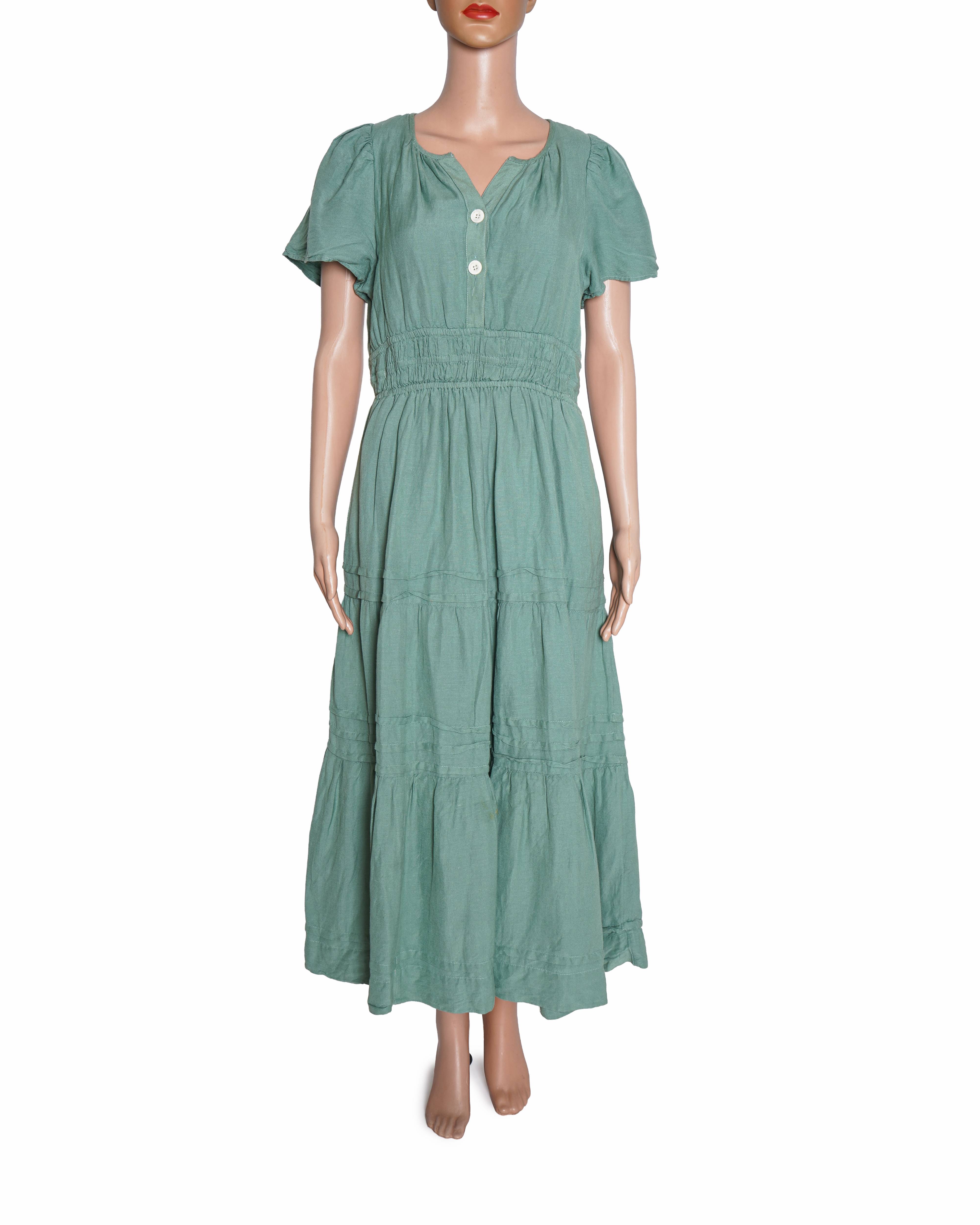 Anthropologie Linen Short Sleeve Dresses for Women