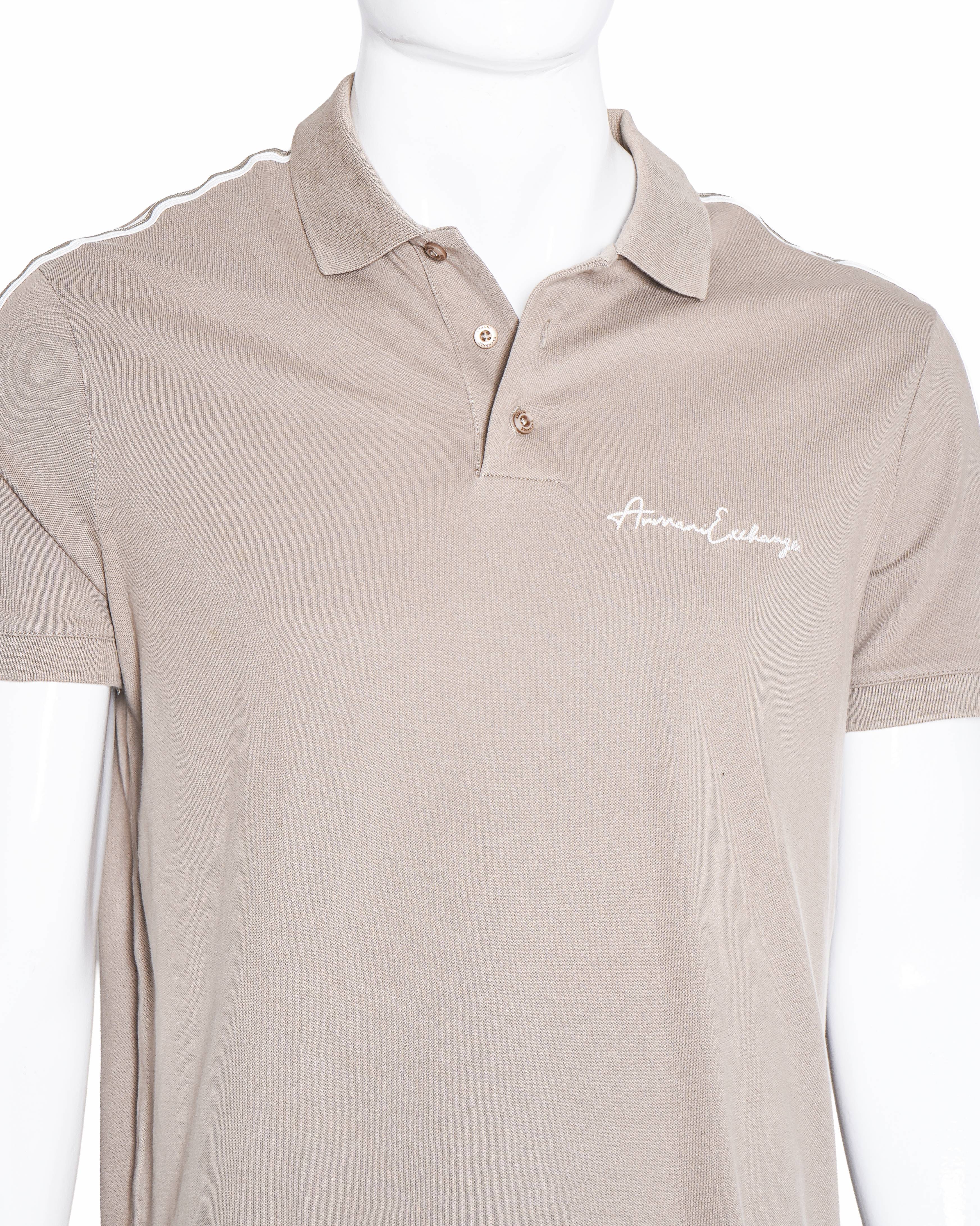 Armani Exchange Men’s Beige Signature Logo Polo Shirt