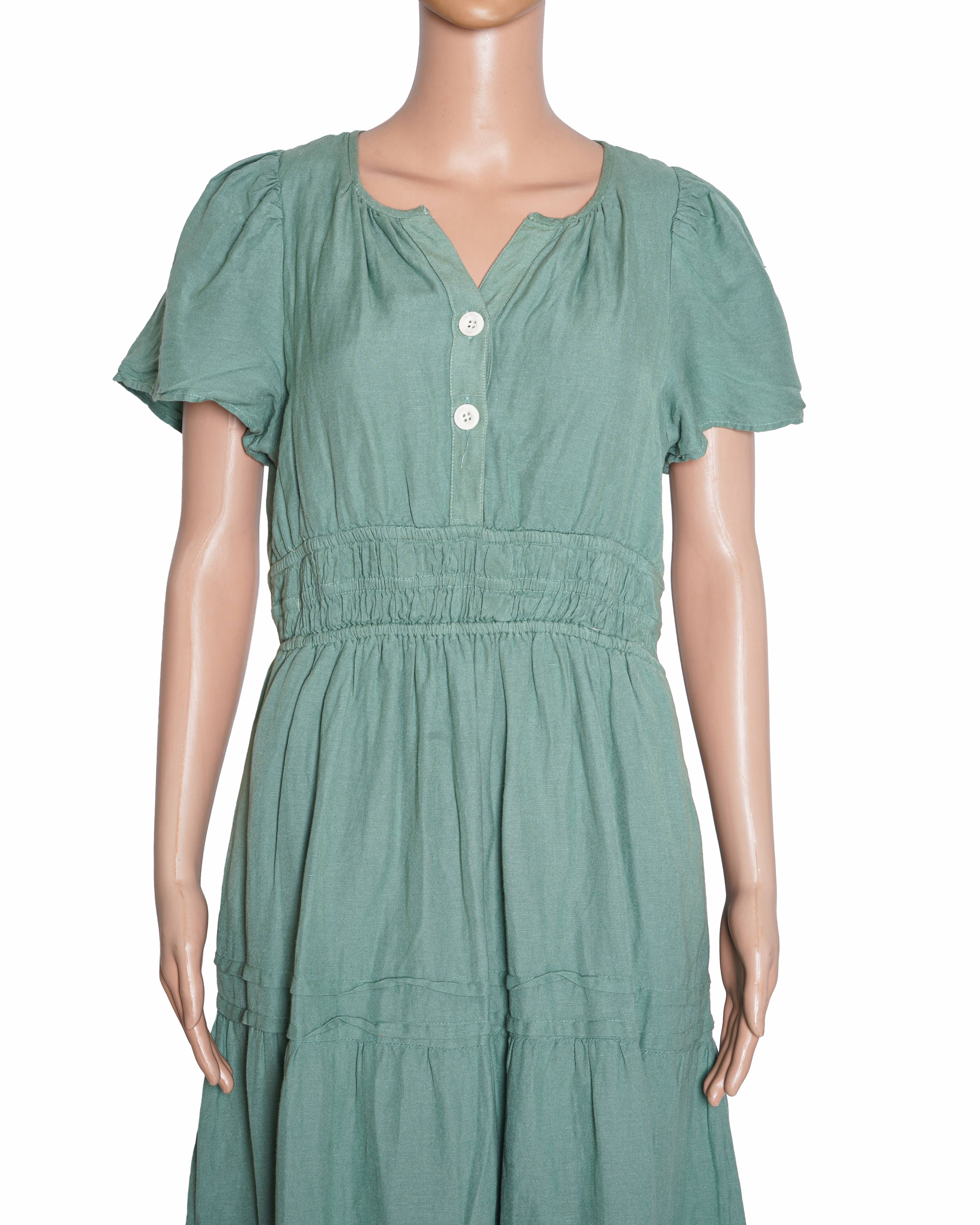 Anthropologie Linen Short Sleeve Dresses for Women