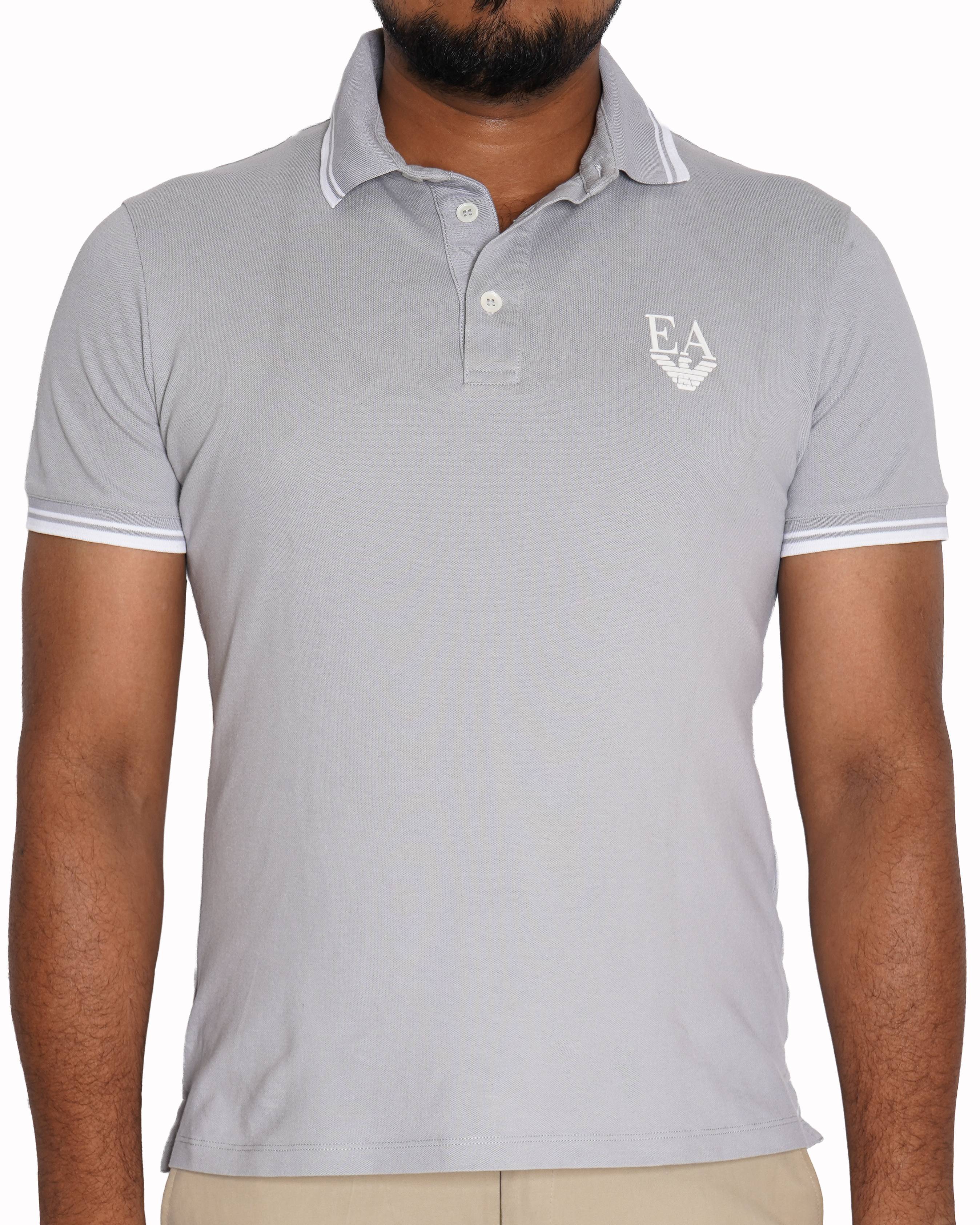 Emporio Armani grey slim fit polo t-shirt