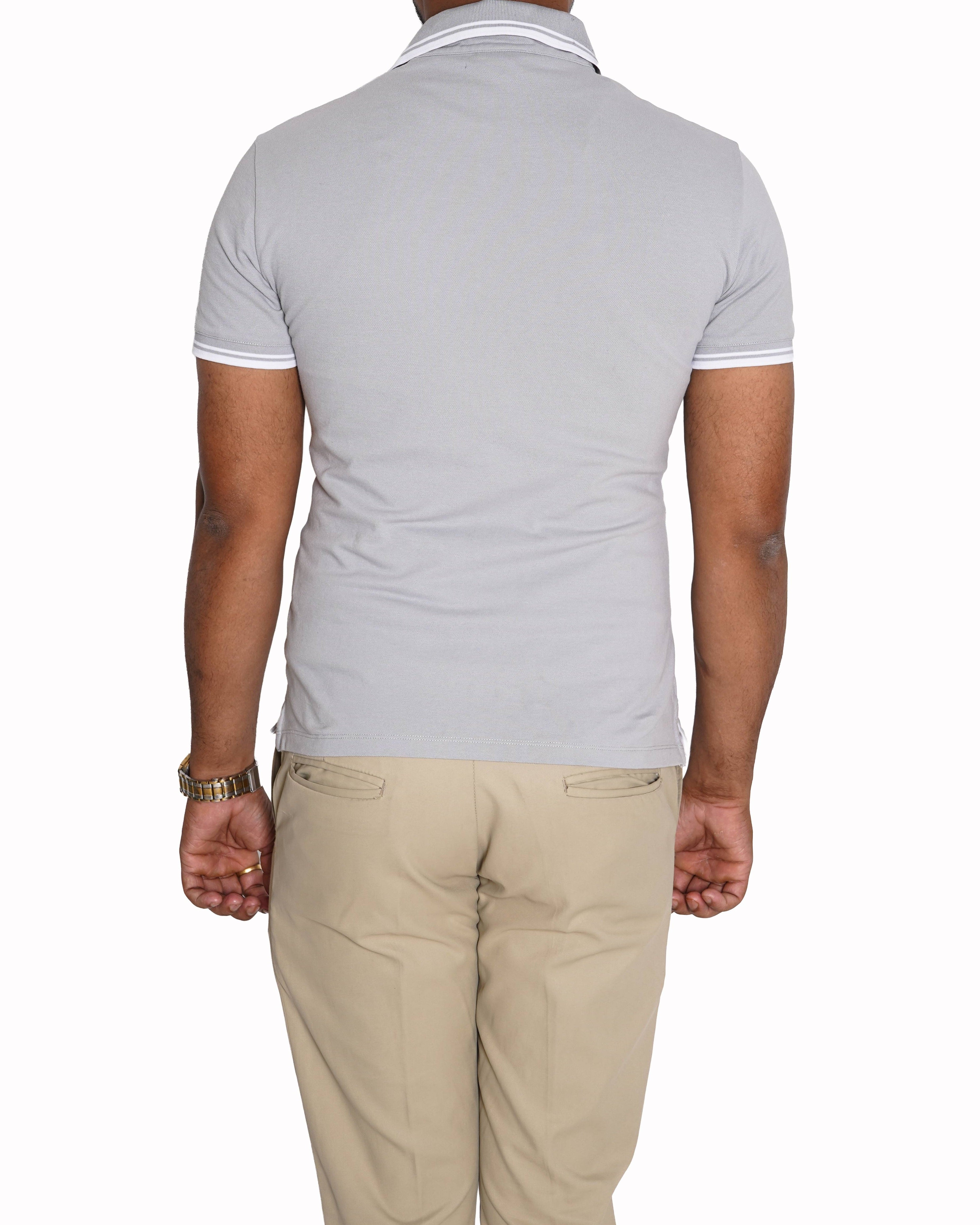Emporio Armani grey slim fit polo t-shirt