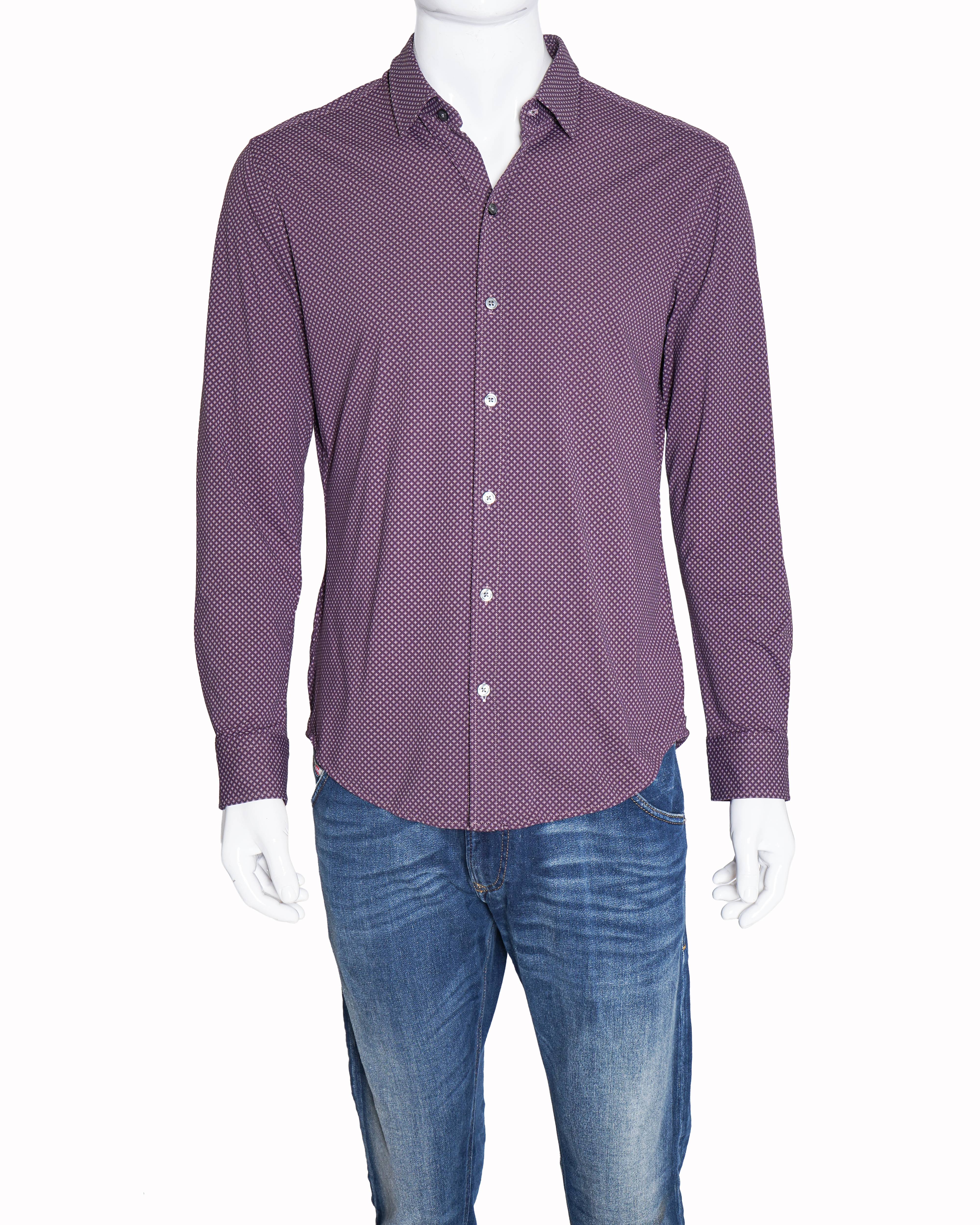 Boss by Hugo Boss Men’s Burgundy Geometric Print Shirt