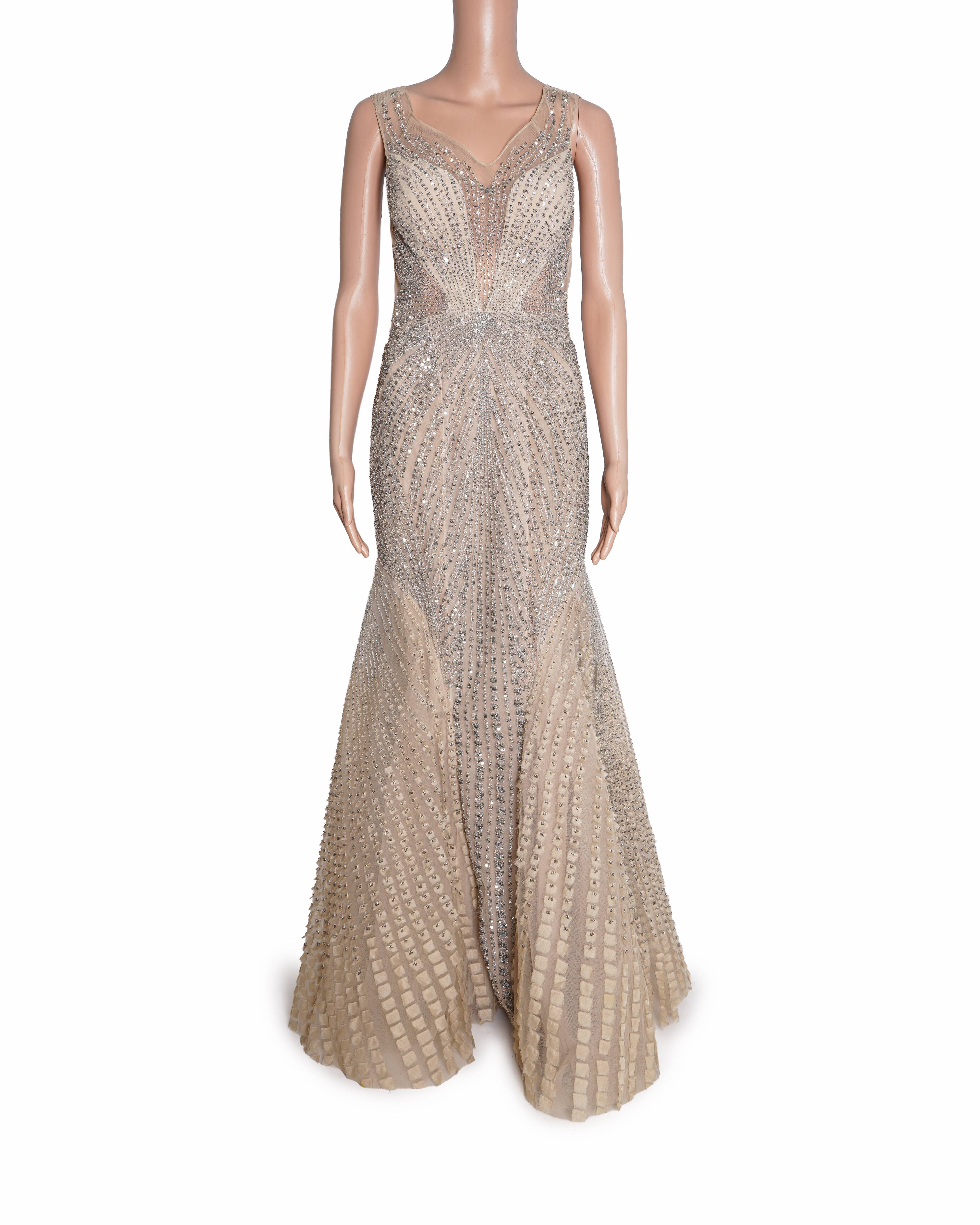Rohit Gandhi & Rahul Khanna Starburst Off-shoulder Sequinced Gown In Mesh