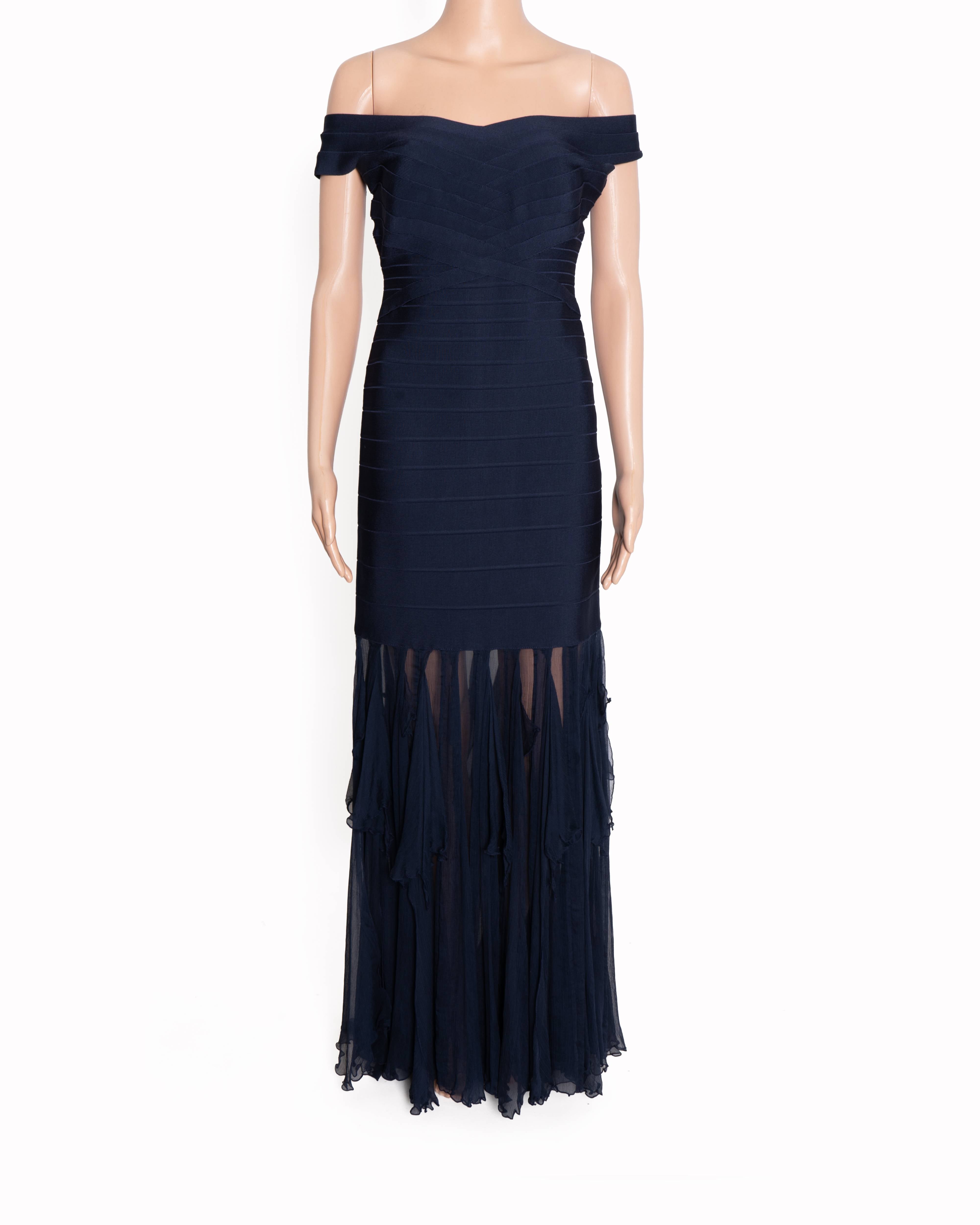 Herve Lerger Bodycon Dress In Blue