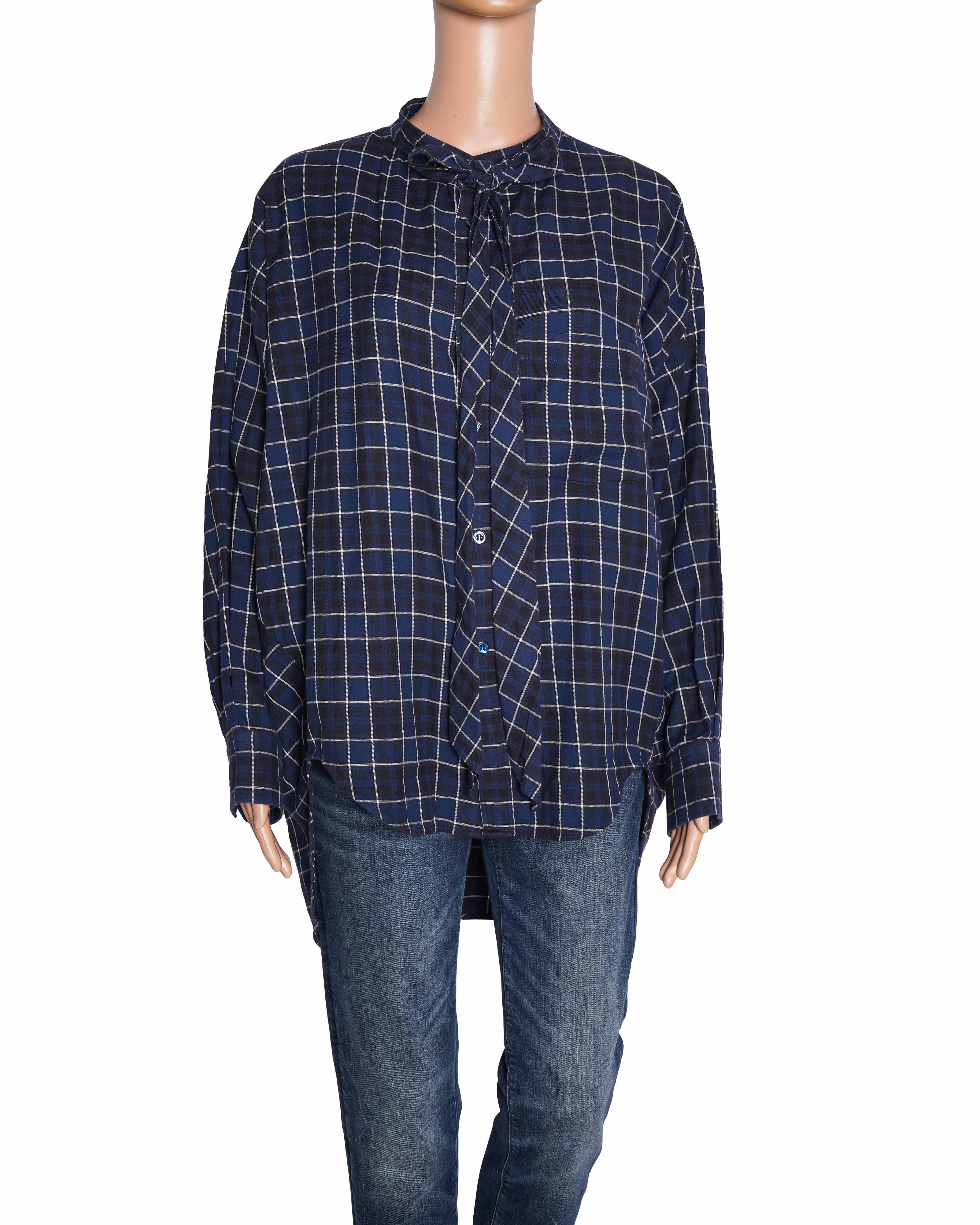Balenciaga oversized shirt in blue checkered stripes