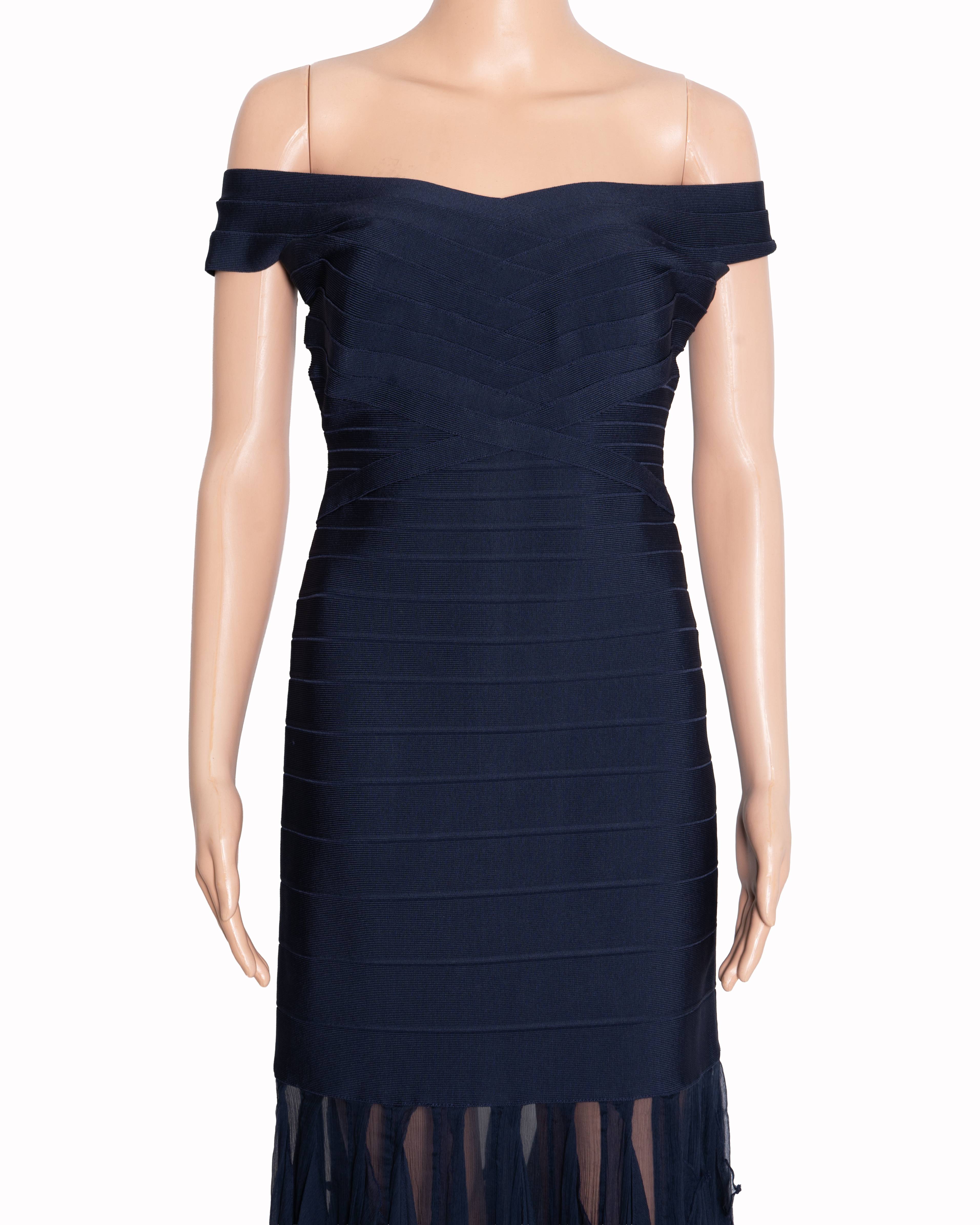 Herve Lerger Bodycon Dress In Blue