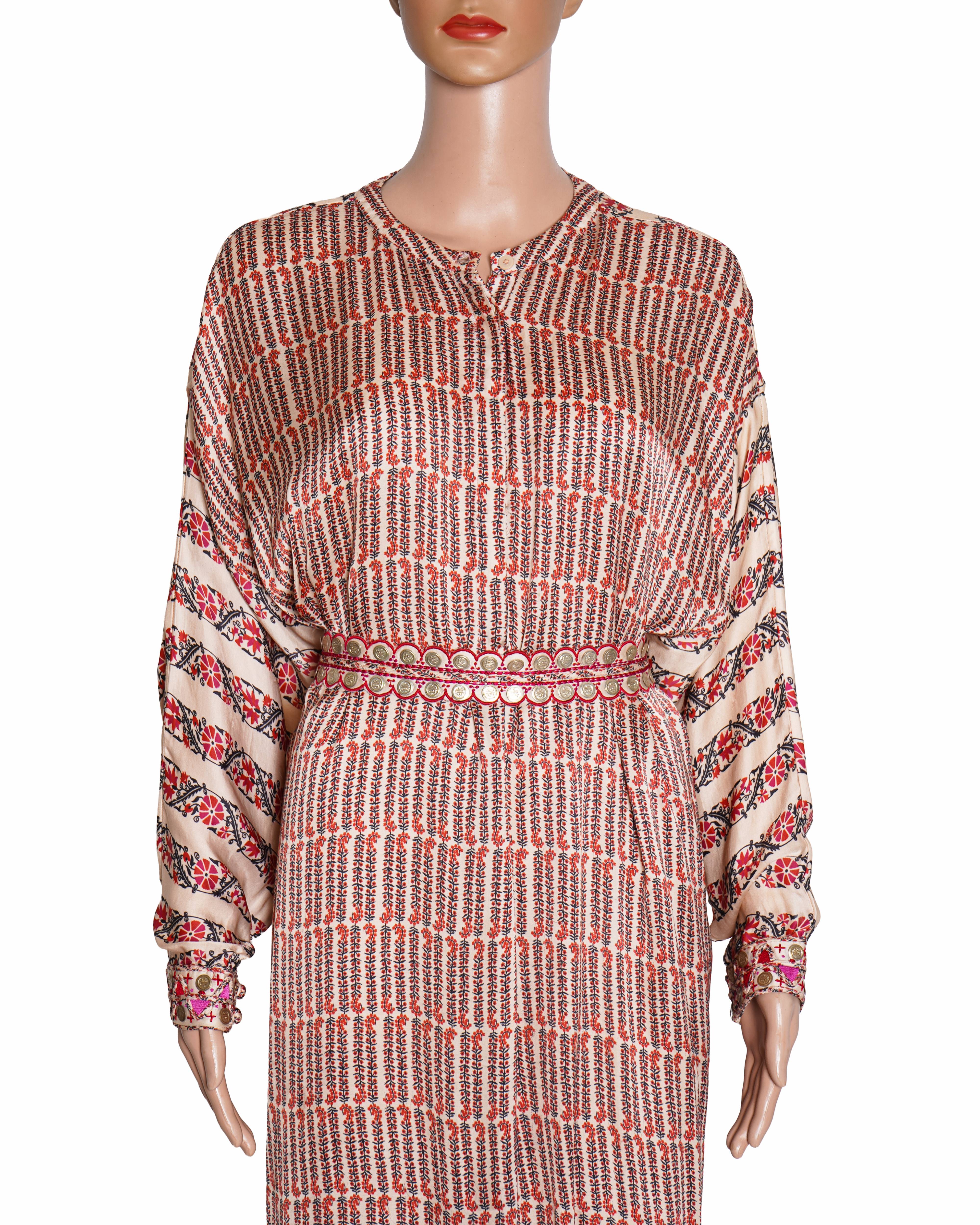 Punit Balana Peach Pink Satin Silk Printed Dress