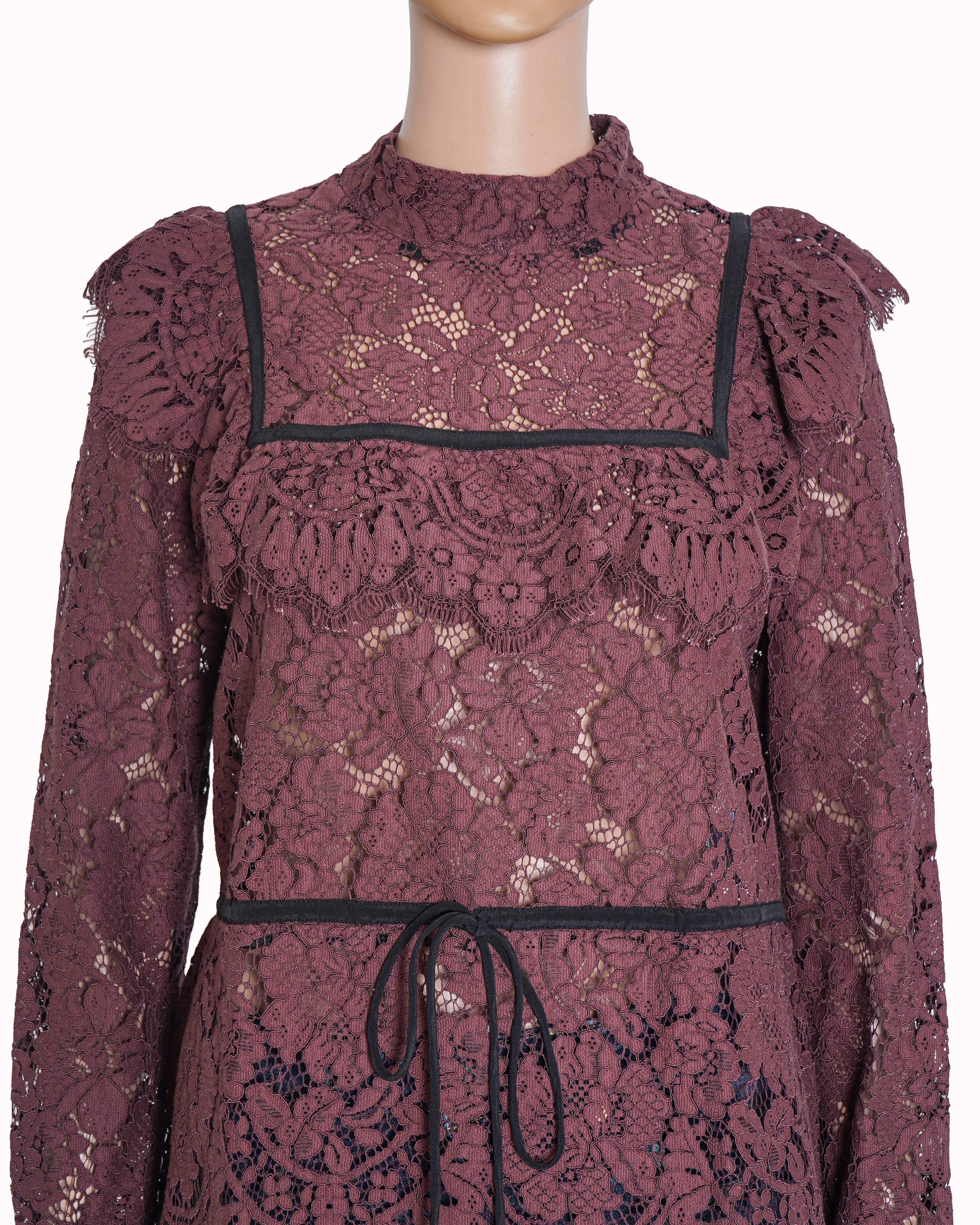 Ganni Floral Lace Ruffle Blouse