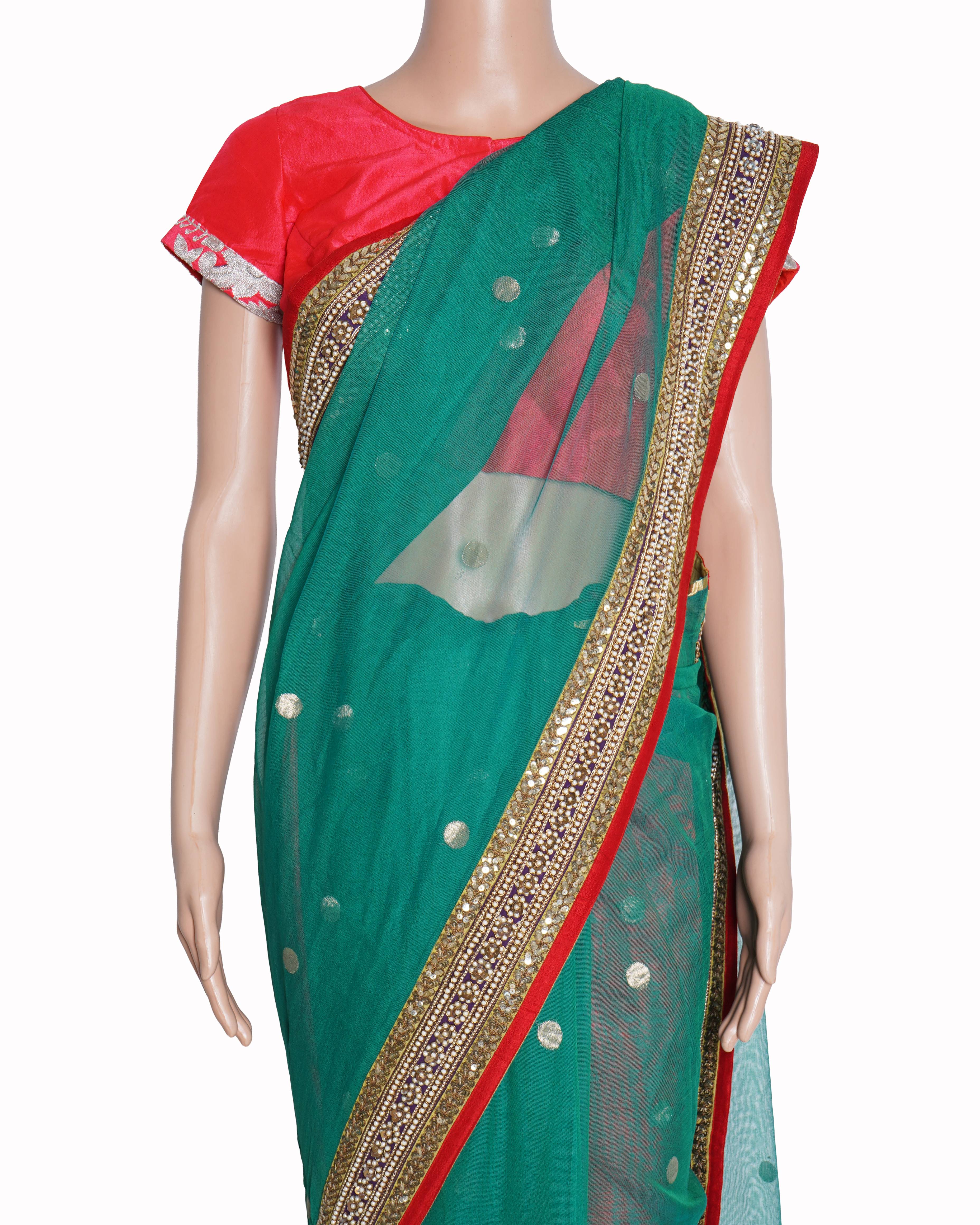 Sabyasachi emerald green embellished saree