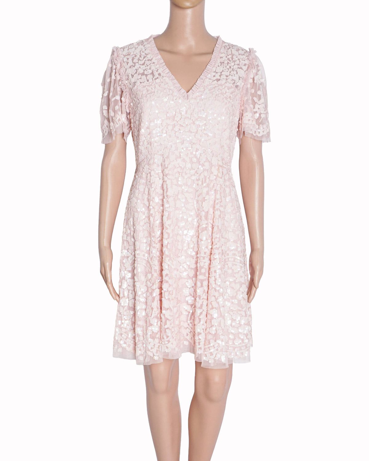 Needle & Thread Light Pink Daphne Sequined Mini Dress