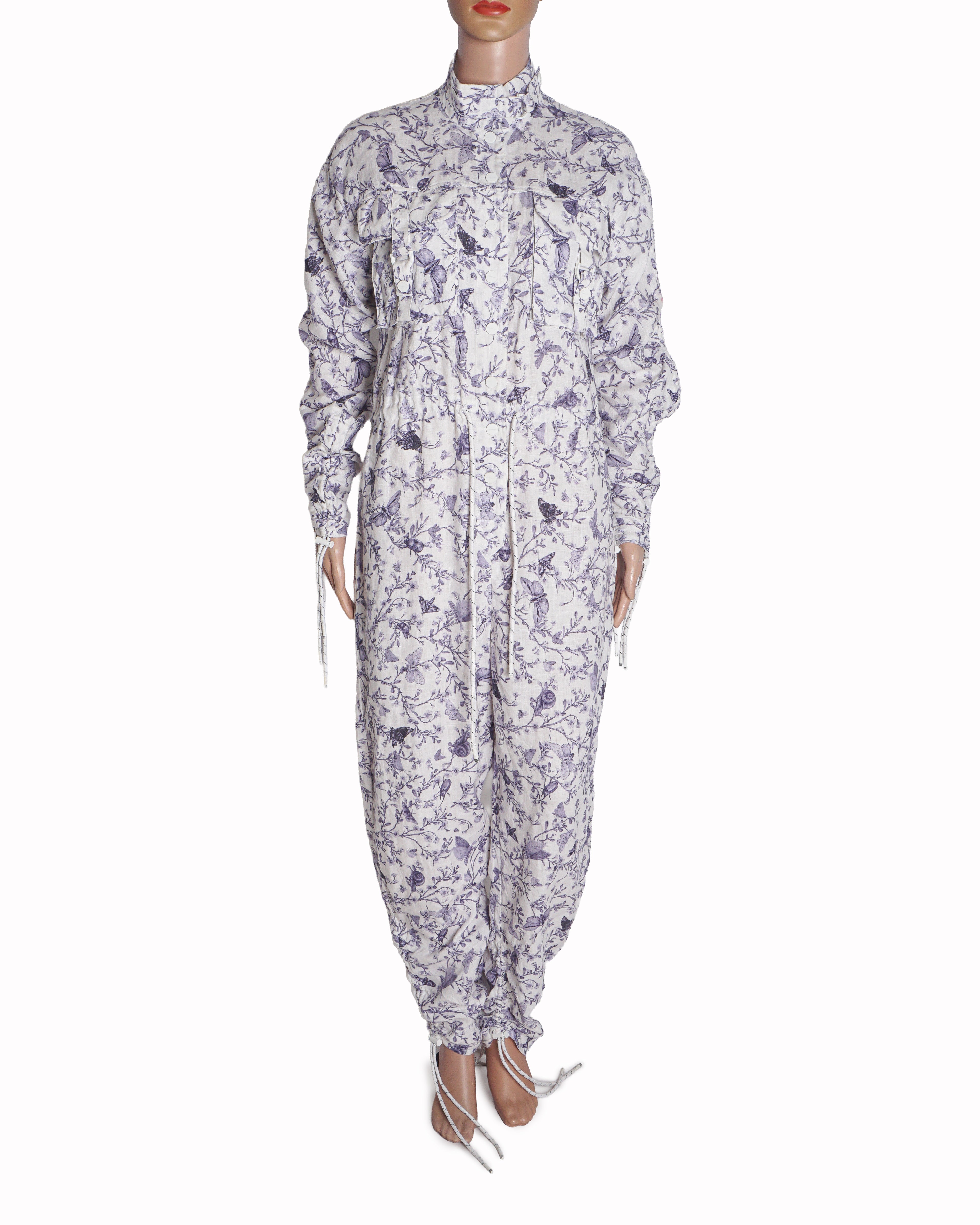 Zimmermann Lilac Floral Printed Linen Jumpsuit
