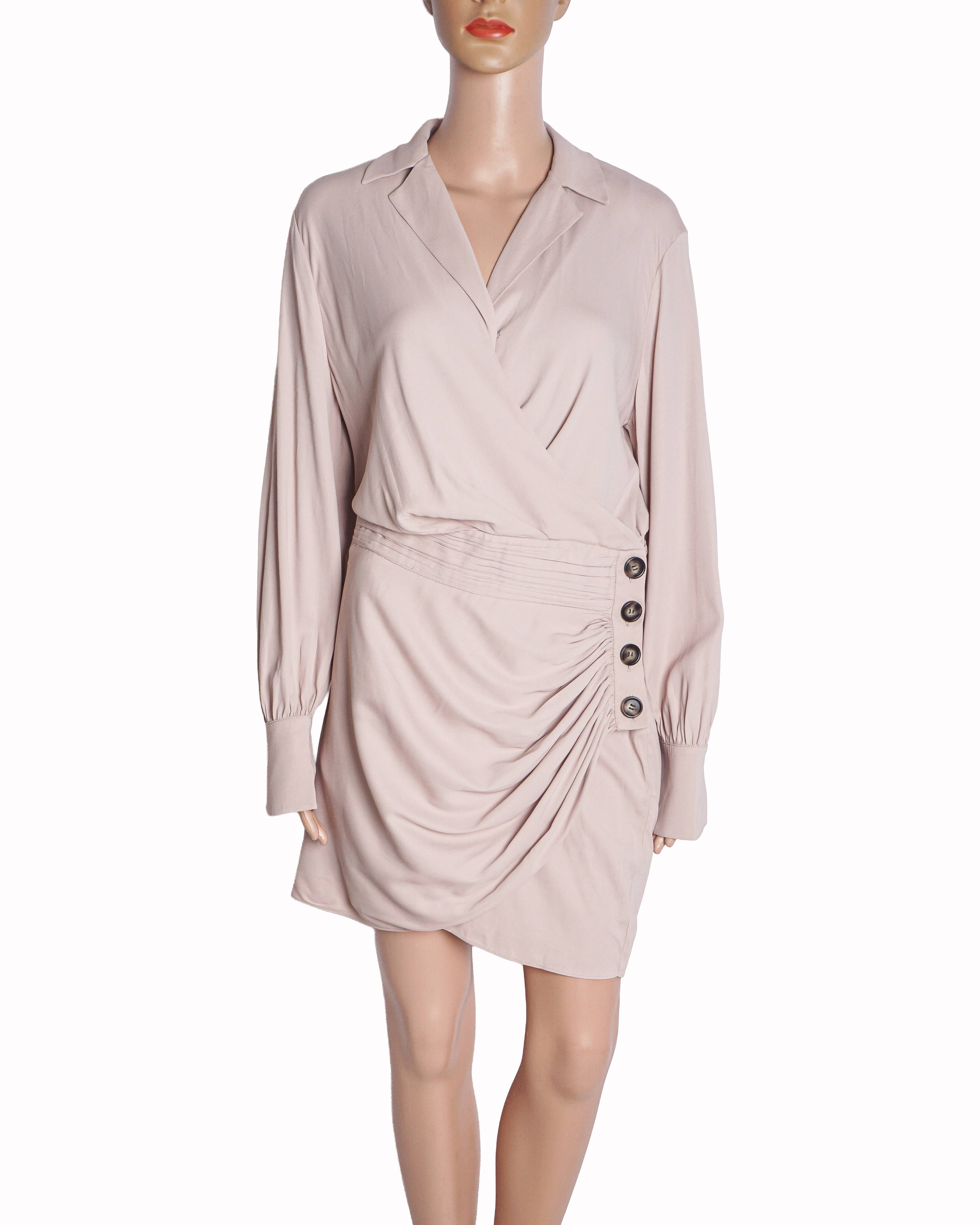 Self-Portrait Blush Pink Wrap Mini Dress With Notched Lapel
