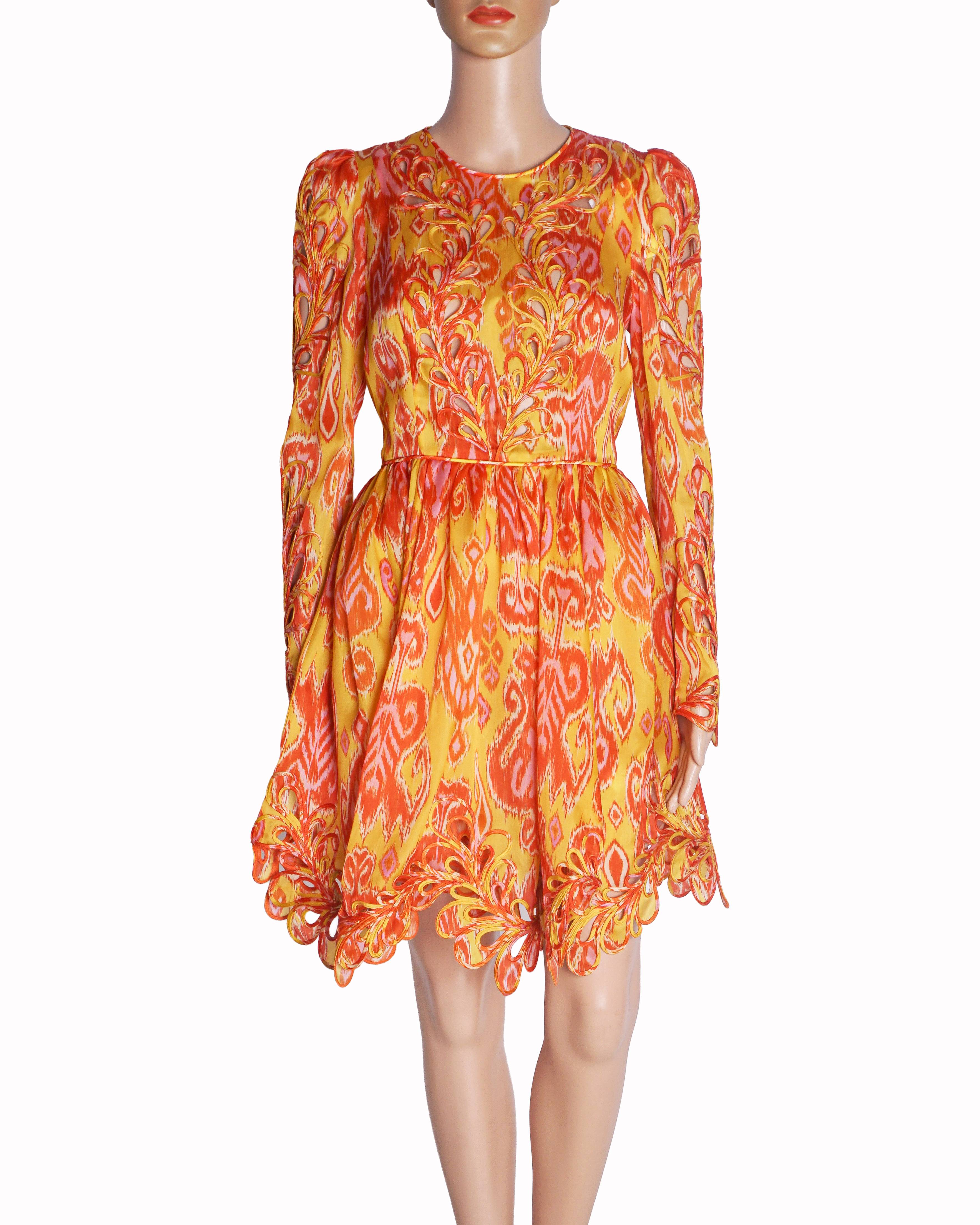 Zimmermann Brightside Rouleaux Cutout Printed Silk Mini Dress