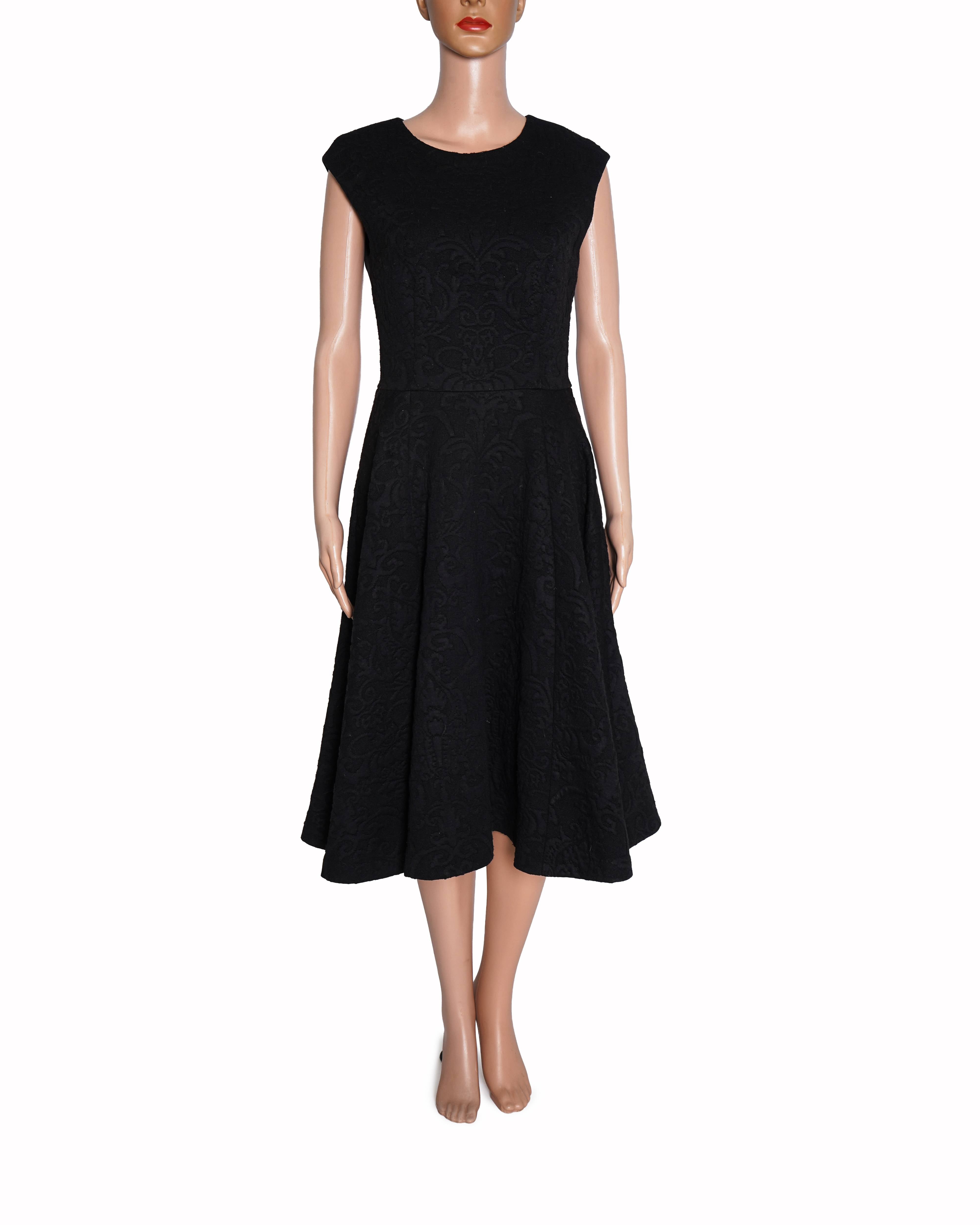 Ted Baker Black Floral Jacquard Sleeveless Fit-and-Flare Dress