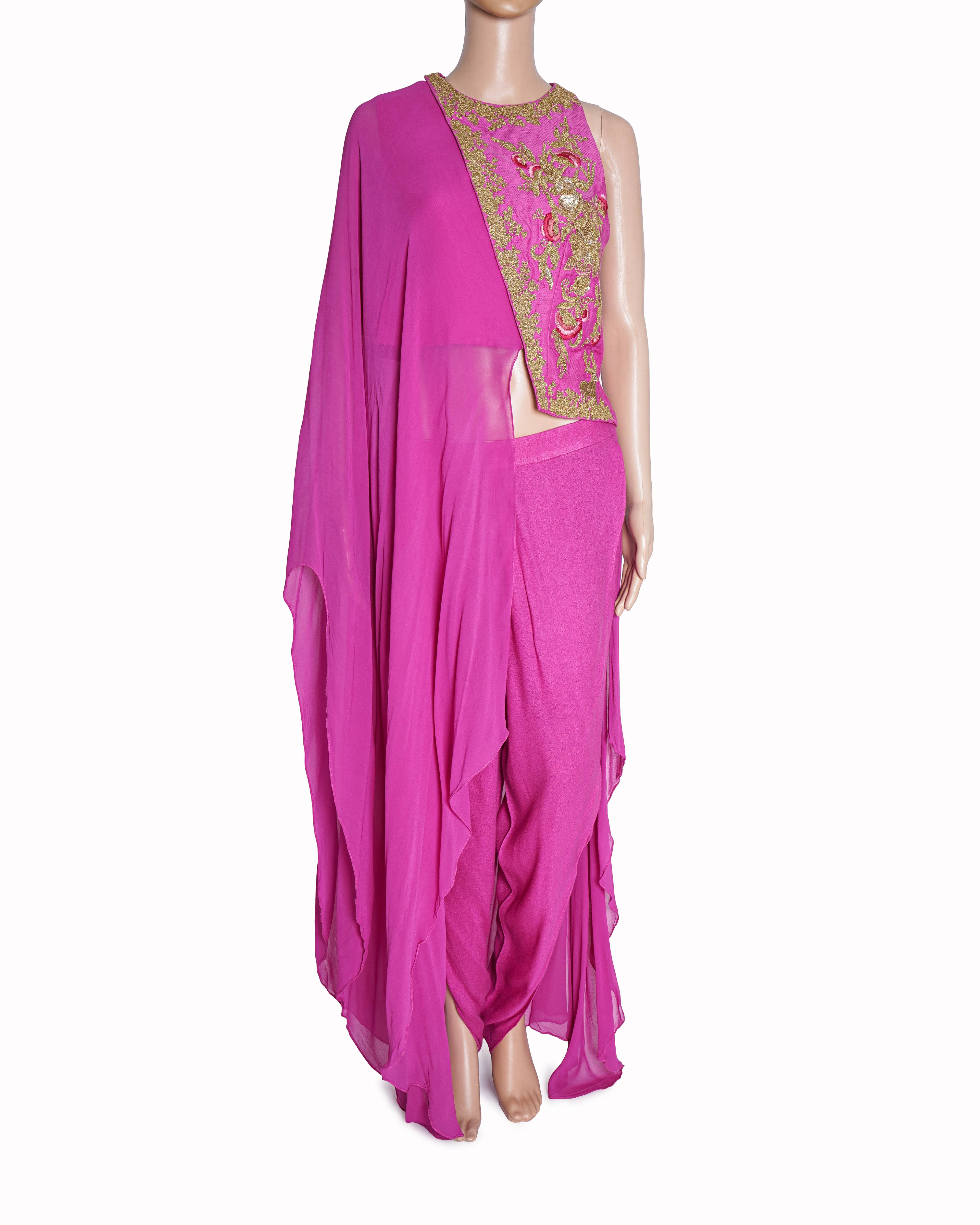 Adi by Aditya Khandelwal Embellished Vest, Drape, and Pant Set