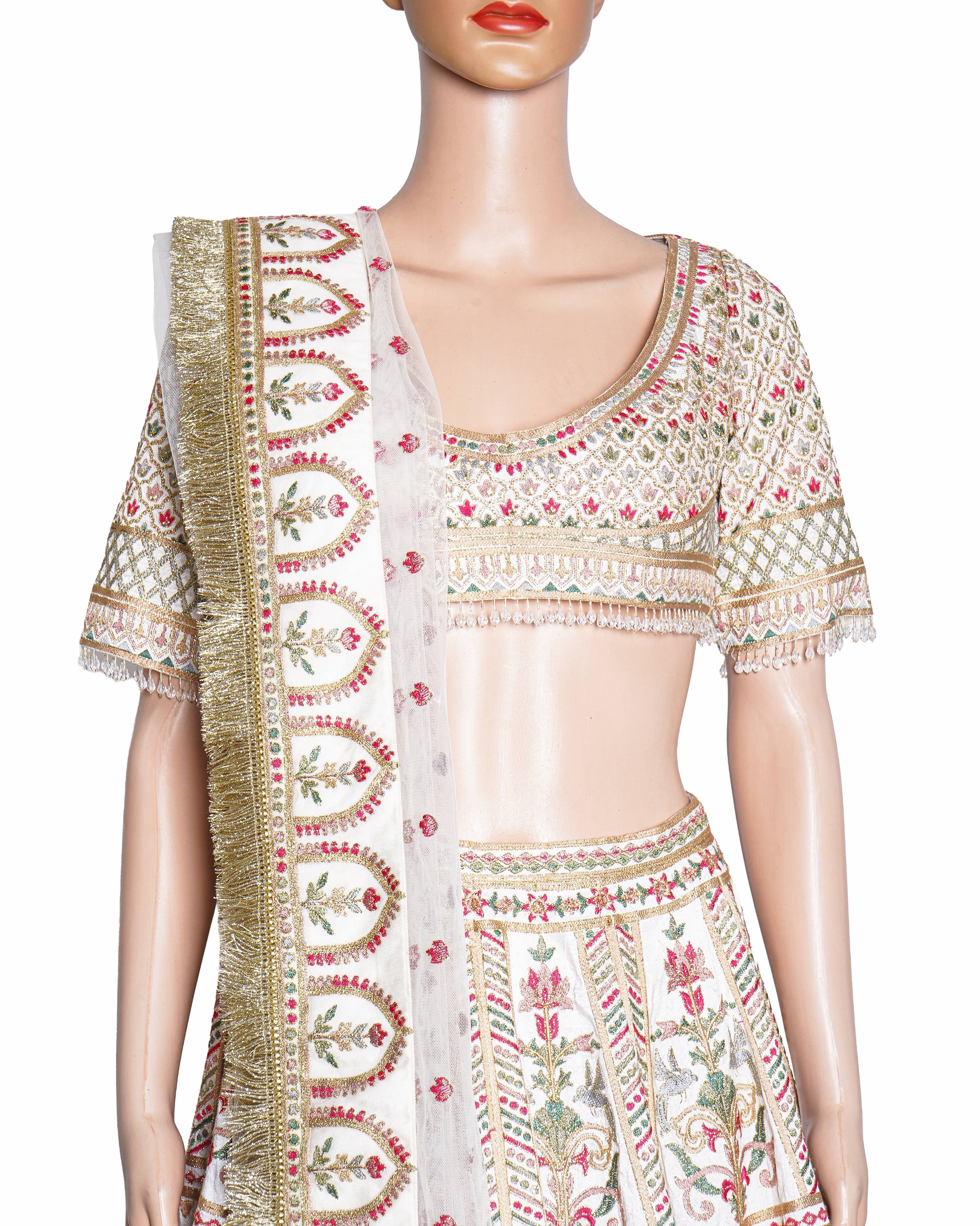 Falguni Shane Peacock Ivory Tulle Bridal Lehenga Set