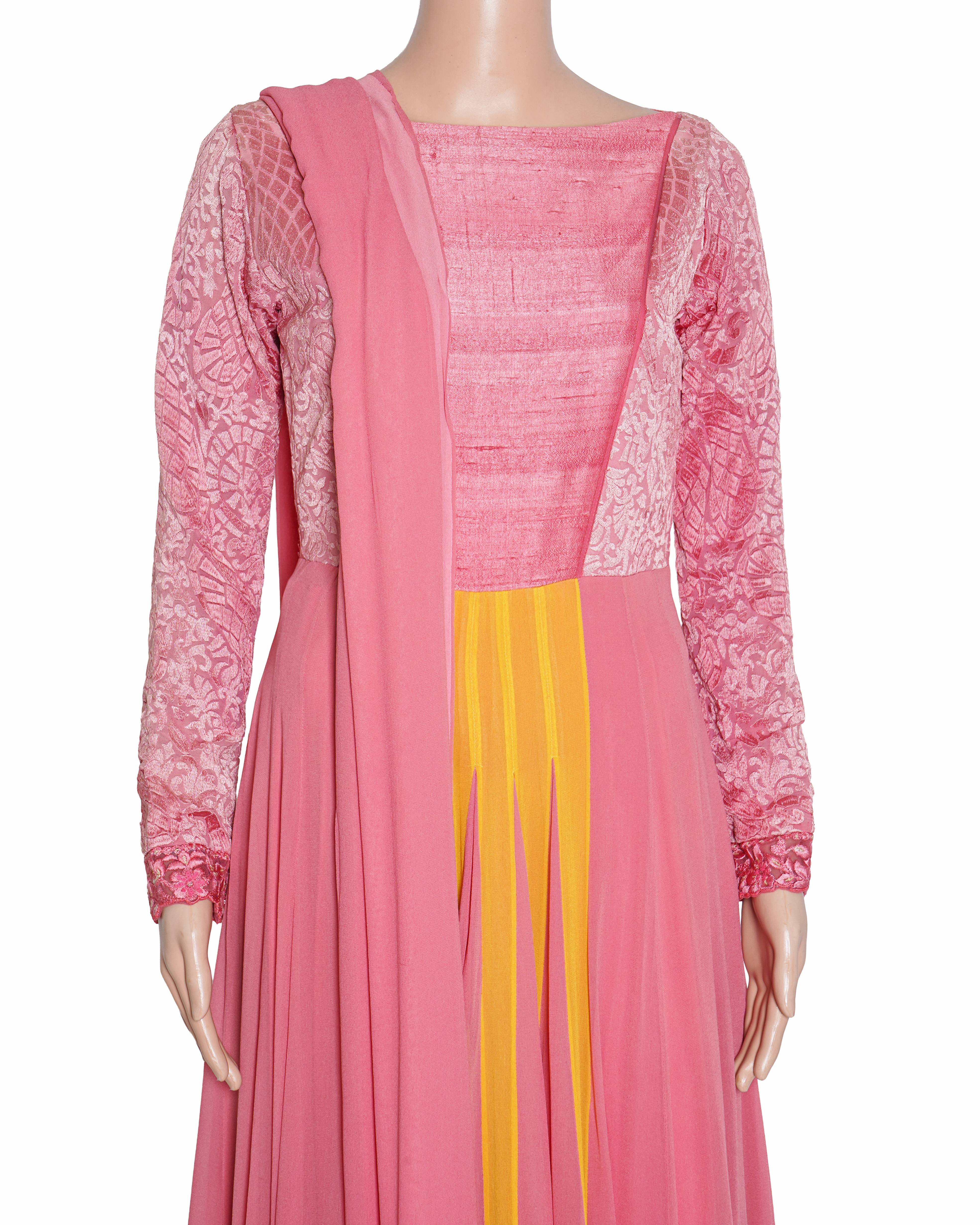 Manish Malhotra Pink and Yellow Anarkali Set