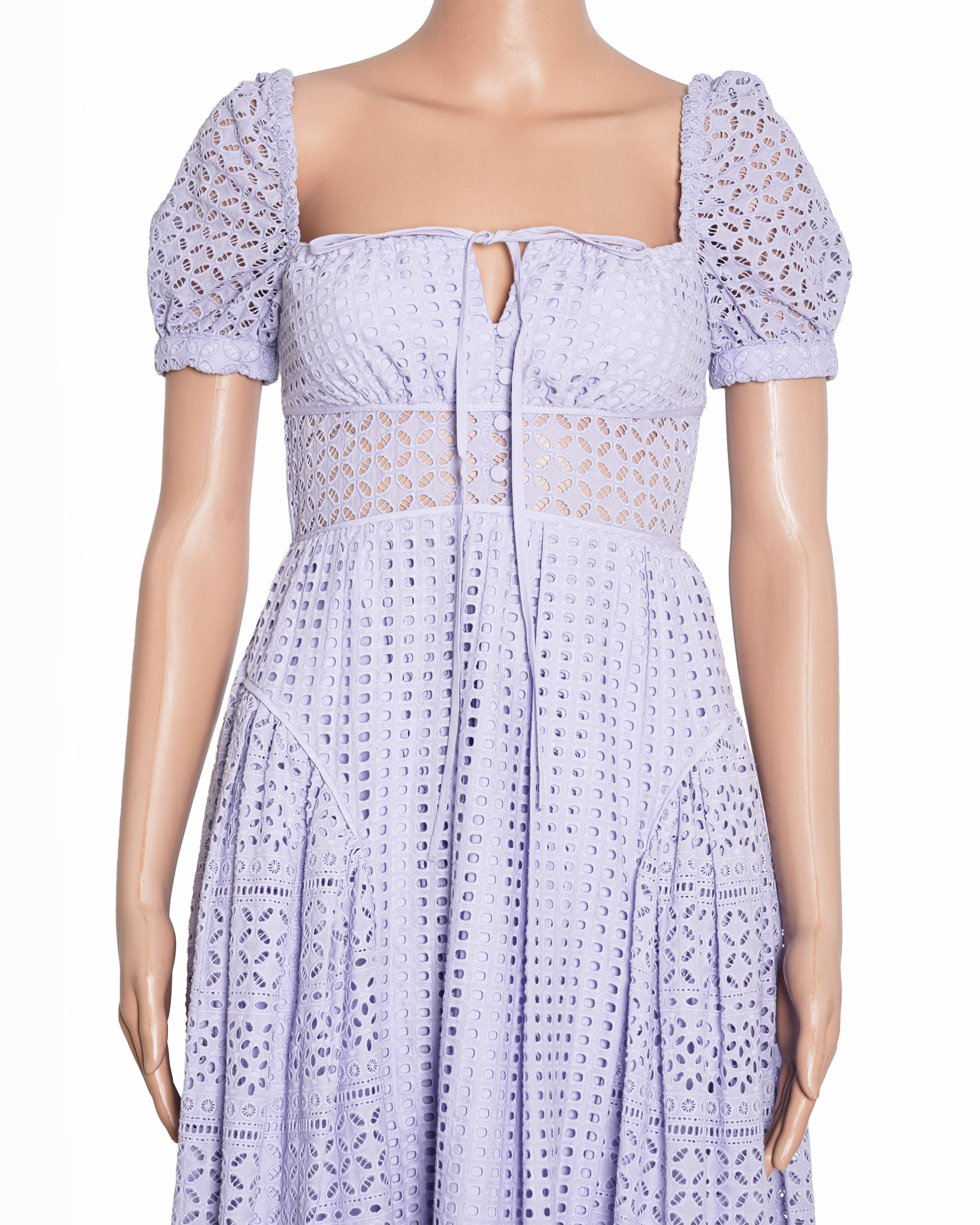 Self Portrait Puff Sleeve Dress In Lilac