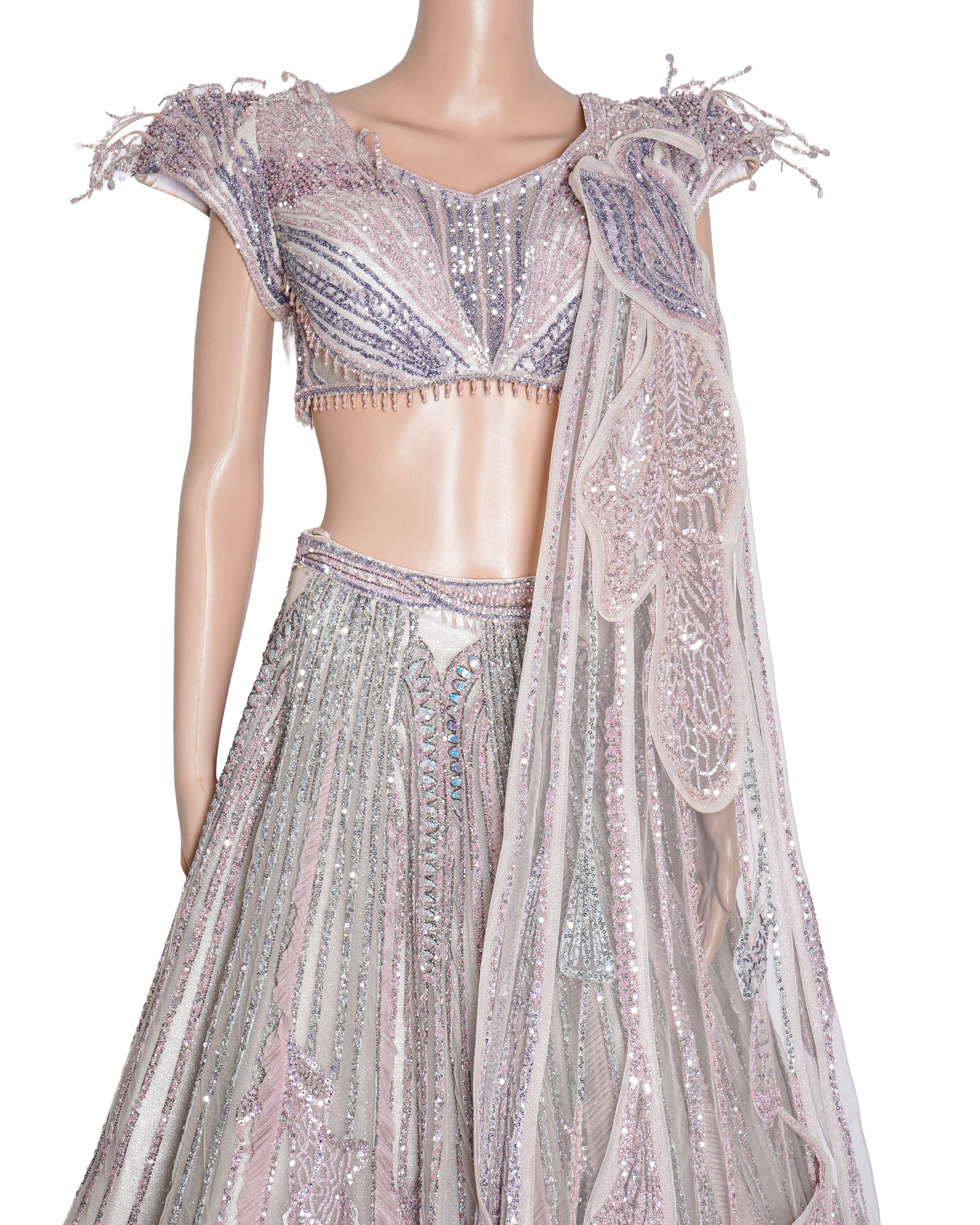 Sulakshana Monga Lilac Net Embellished Lehenga Set