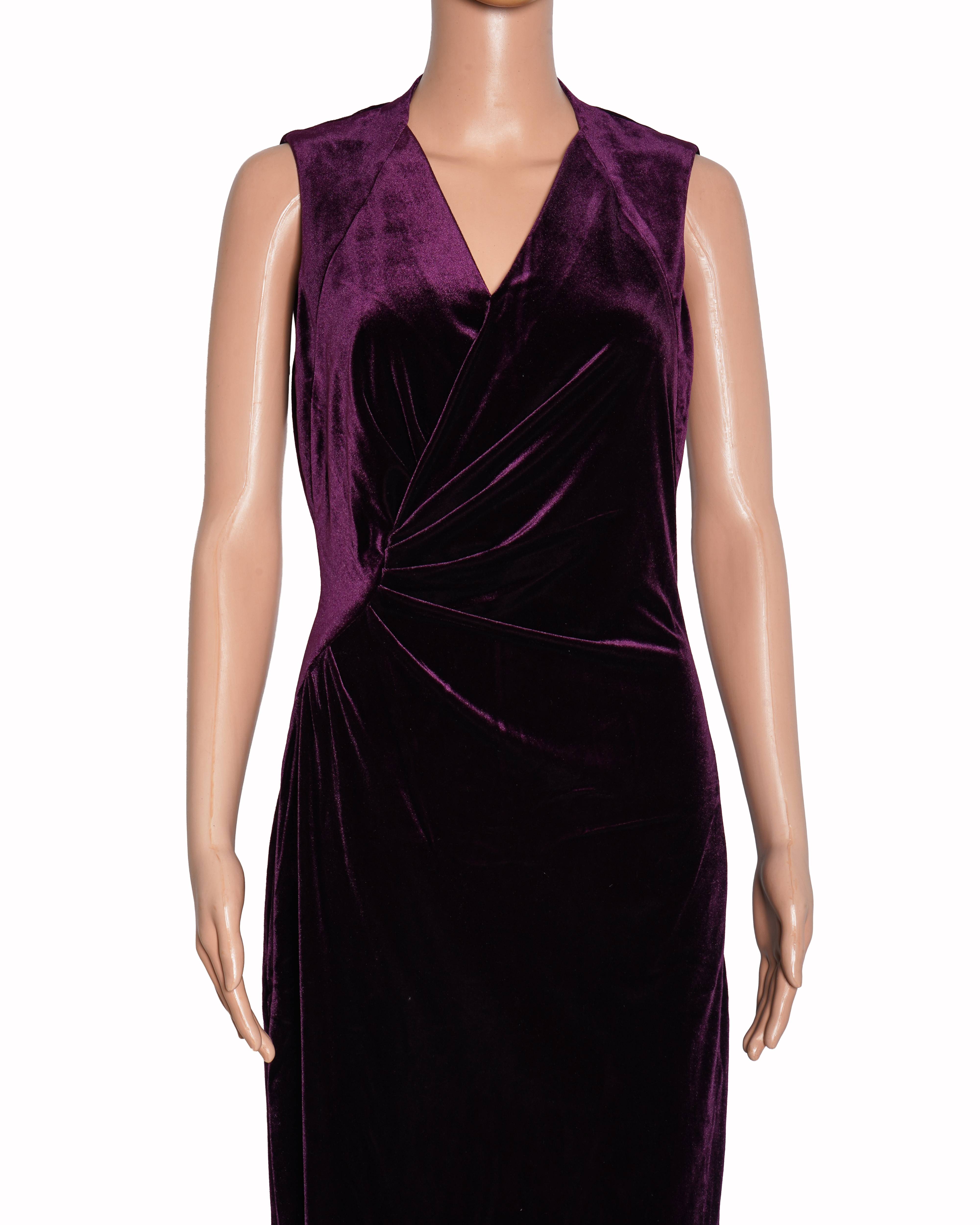 Elie Tahari Purple Velvet Cinch-Front Cocktail Dress