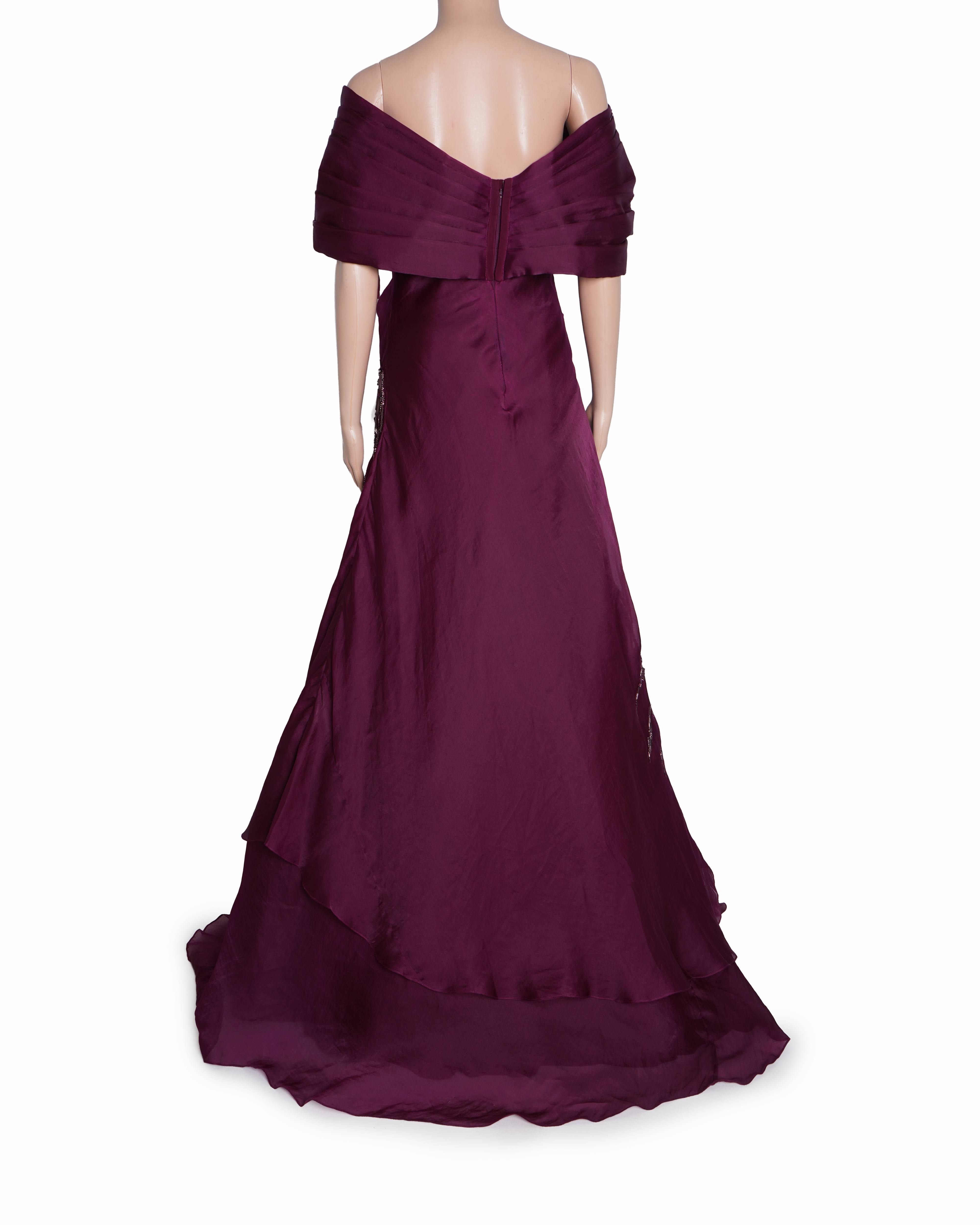 Gaurav Gupta Burgundy Gown With Sequin Detailing