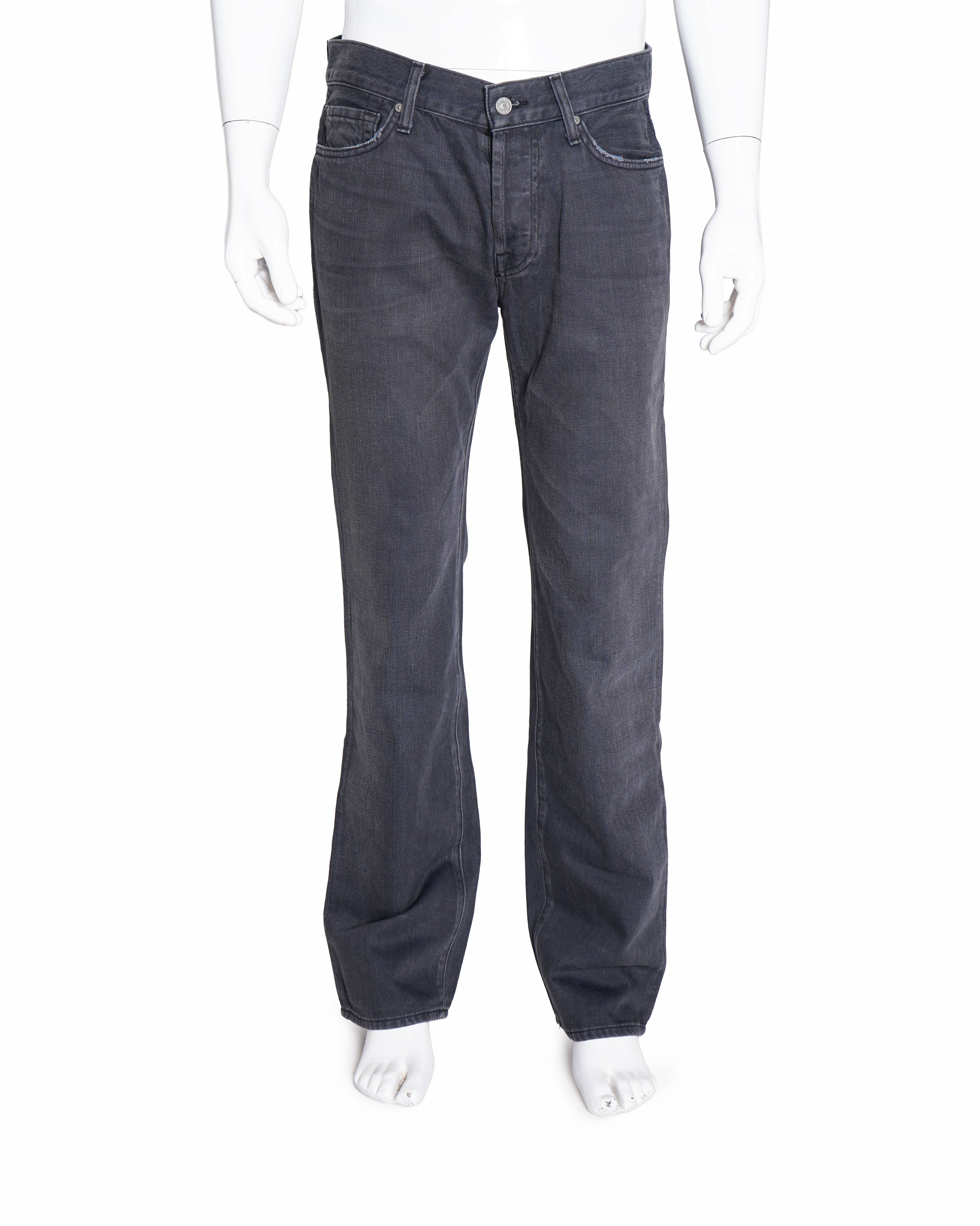 7 For All Mankind Men's Standard Dark Grey Straight Jeans