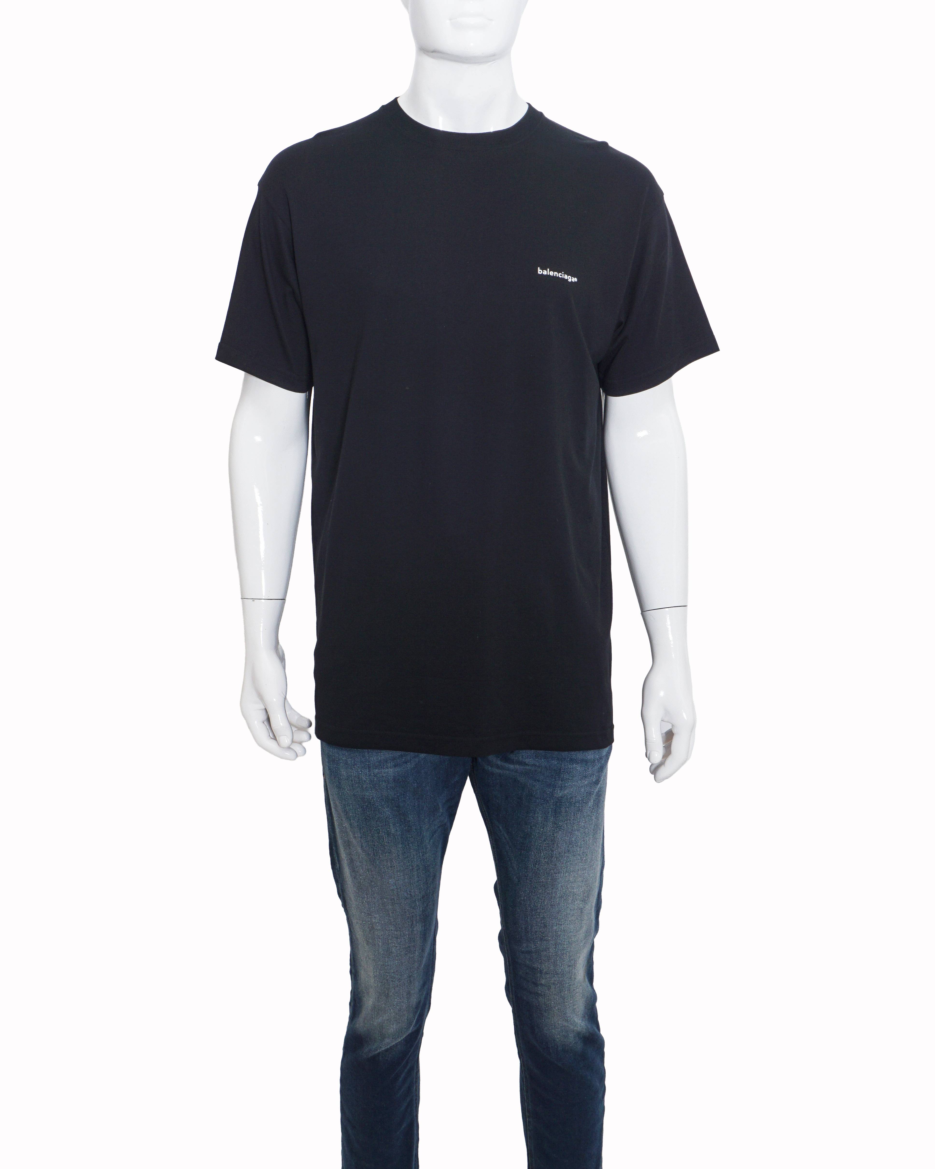 Balenciaga Black Cotton Left-Chest Logo Men's T-Shirt