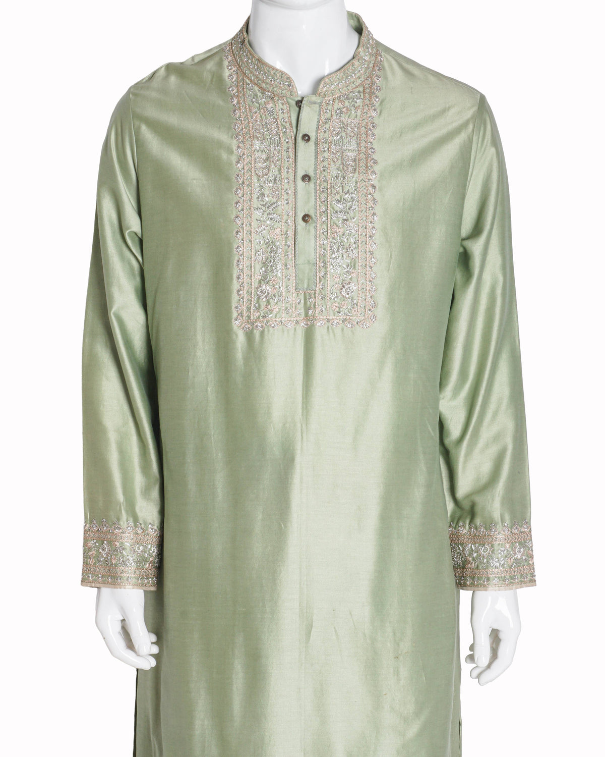 Anushree Reddy Mint Green Silk Embroidered Kurta Set