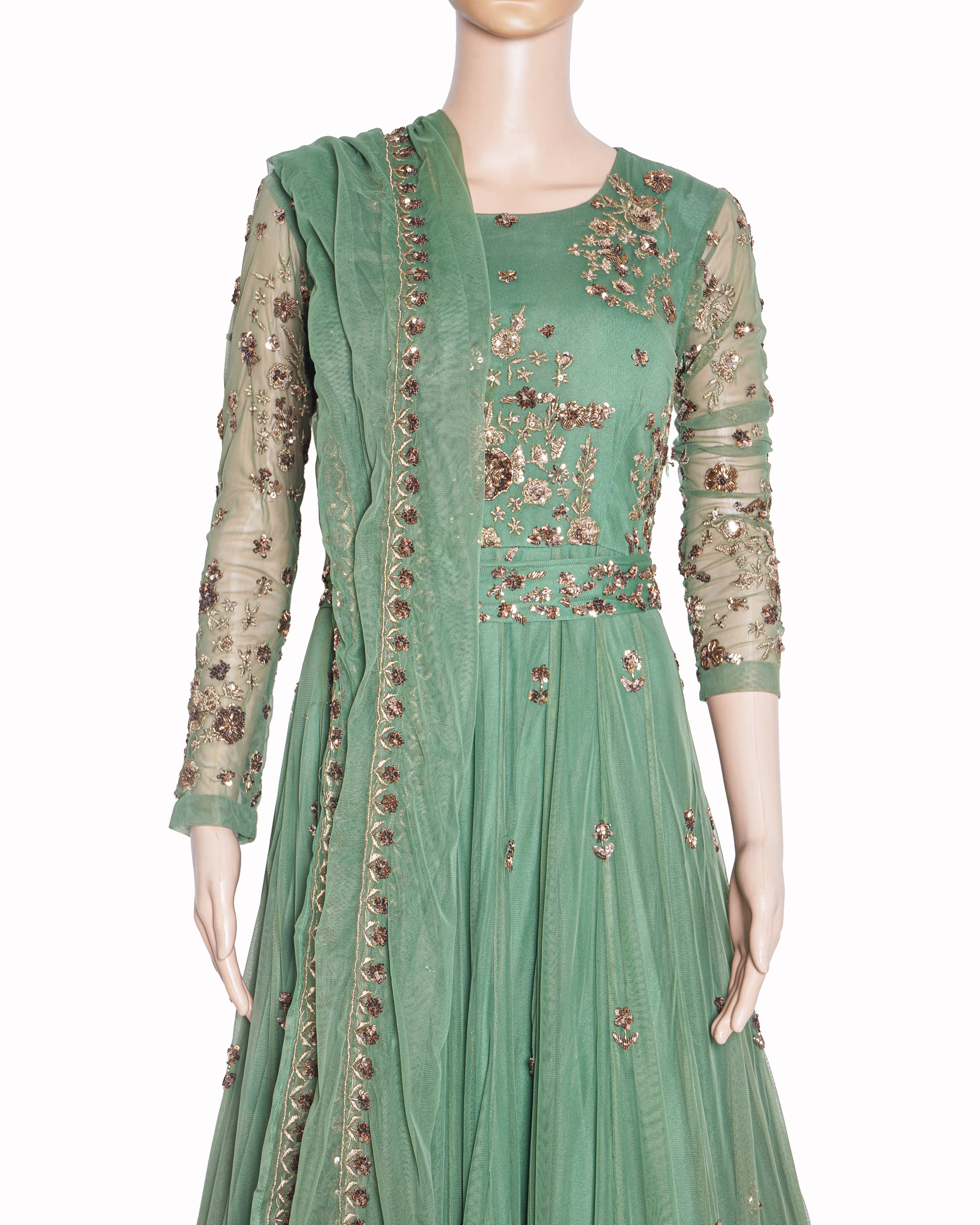 Astha Narang Green Embellished Gown